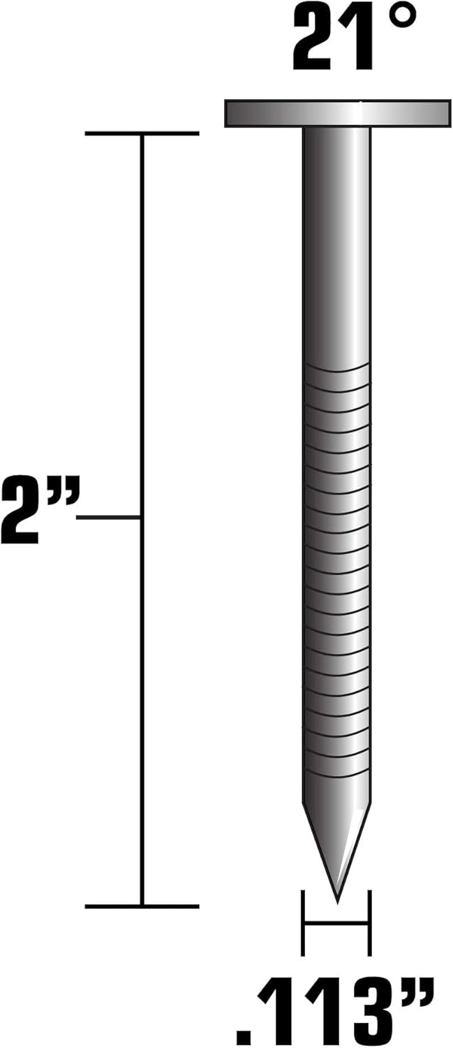 Metabo HPT 2" x .113 Stainless Steel Full Round Head Plastic Strip Framing Nails - 1000 Count