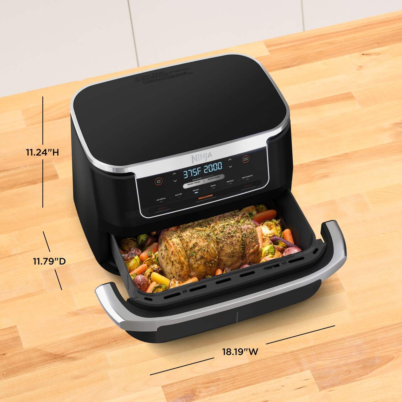 Ninja DZ071C Friteuse à air Foodi Flex Basket avec 7-qt Mega Zone