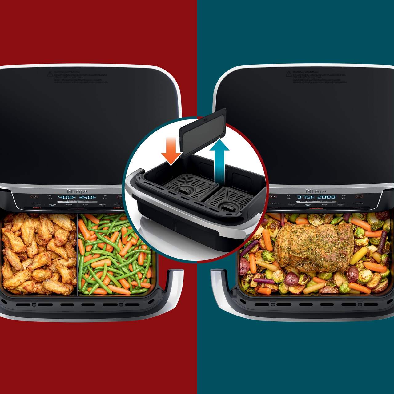 Ninja DZ071C Friteuse à air Foodi Flex Basket avec 7-qt Mega Zone