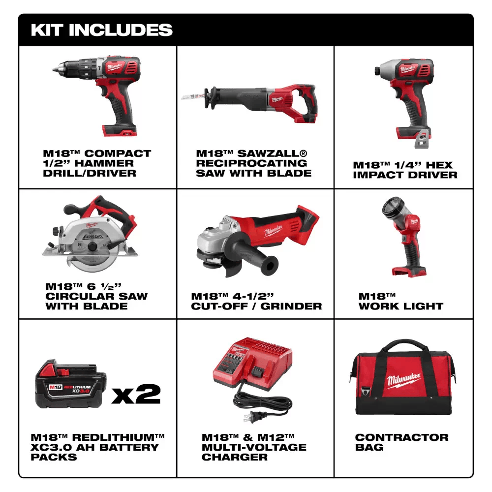 Milwaukee M18 Cordless Lithium-Ion - Combo Kit - 6 PC