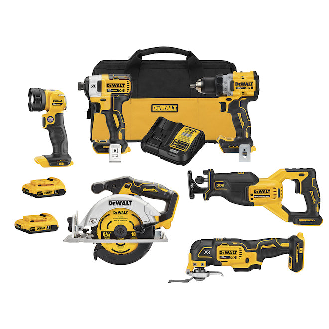 Dewalt 20V Max XR sans fil avec batteries 2 Ah et kit chargeur - 6 outils