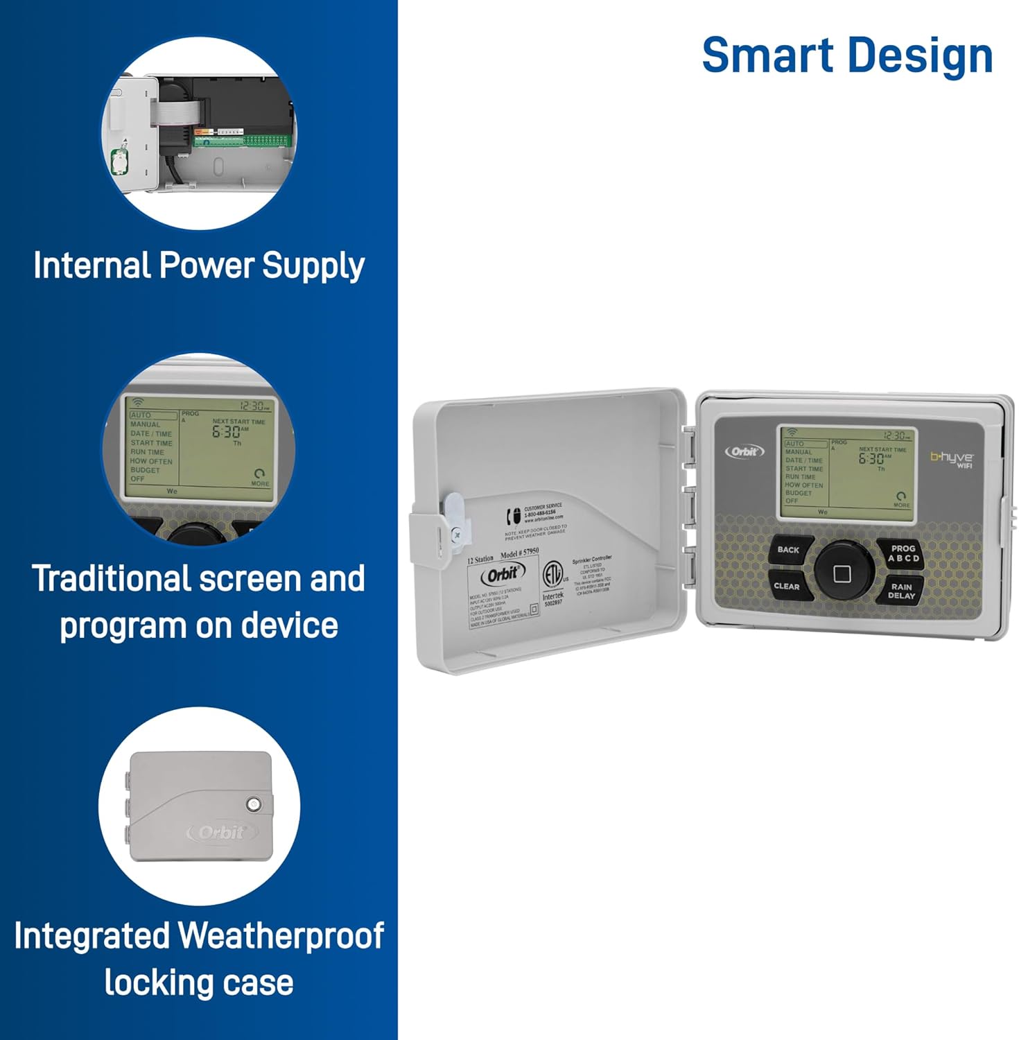 Orbit B-hyve Smart Indoor - Outdoor 6 Station WiFi Sprinkler System Controller - Gray