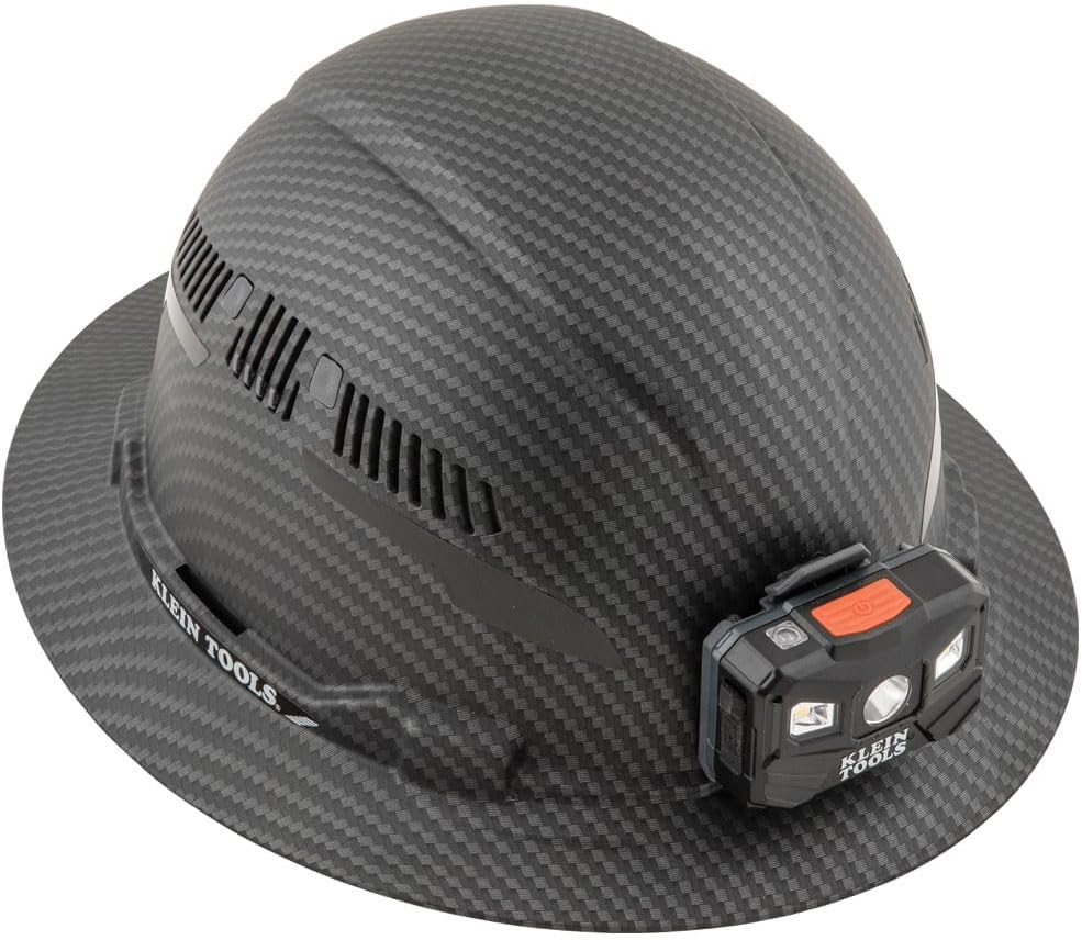 Klein Tools Class C Hard Hat with Padded Sweat-Wicking Sweatband & Rechargeable Lamp