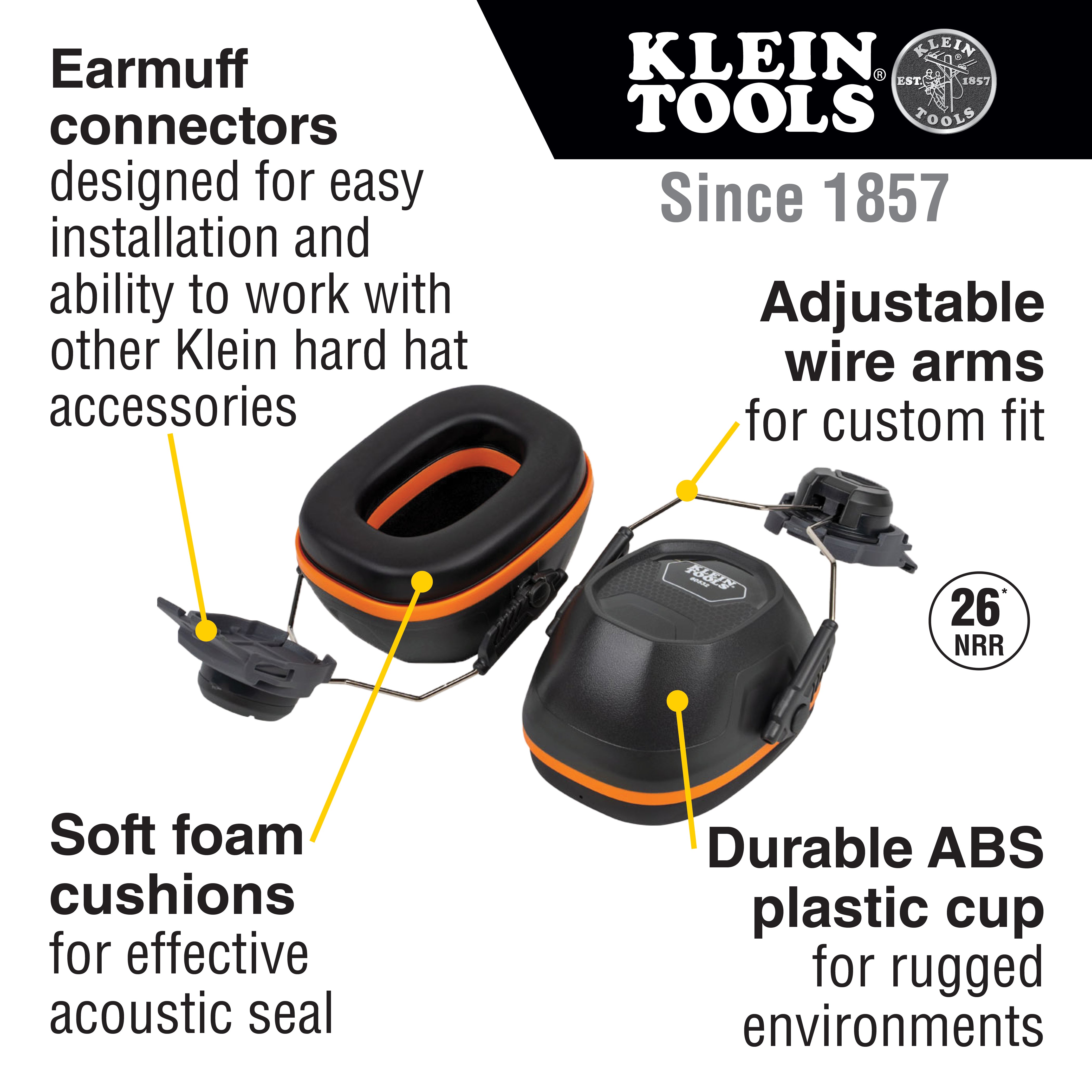 Klein Tools Full Brim Hard Hat Earmuffs