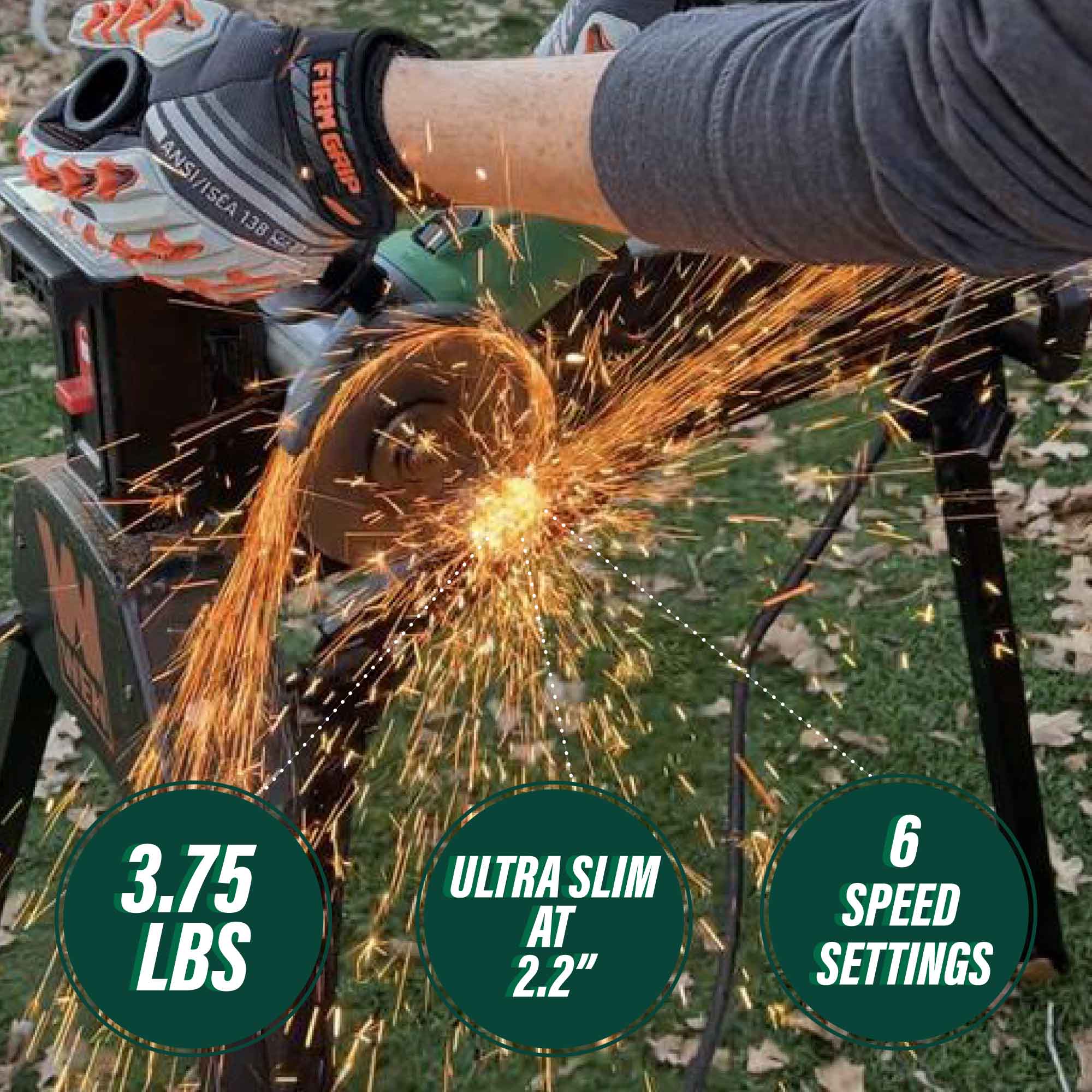 Metabo G12VE2 HPT 4 1/2" 12 Amp Angle Grinder with 3 Position Side Handle