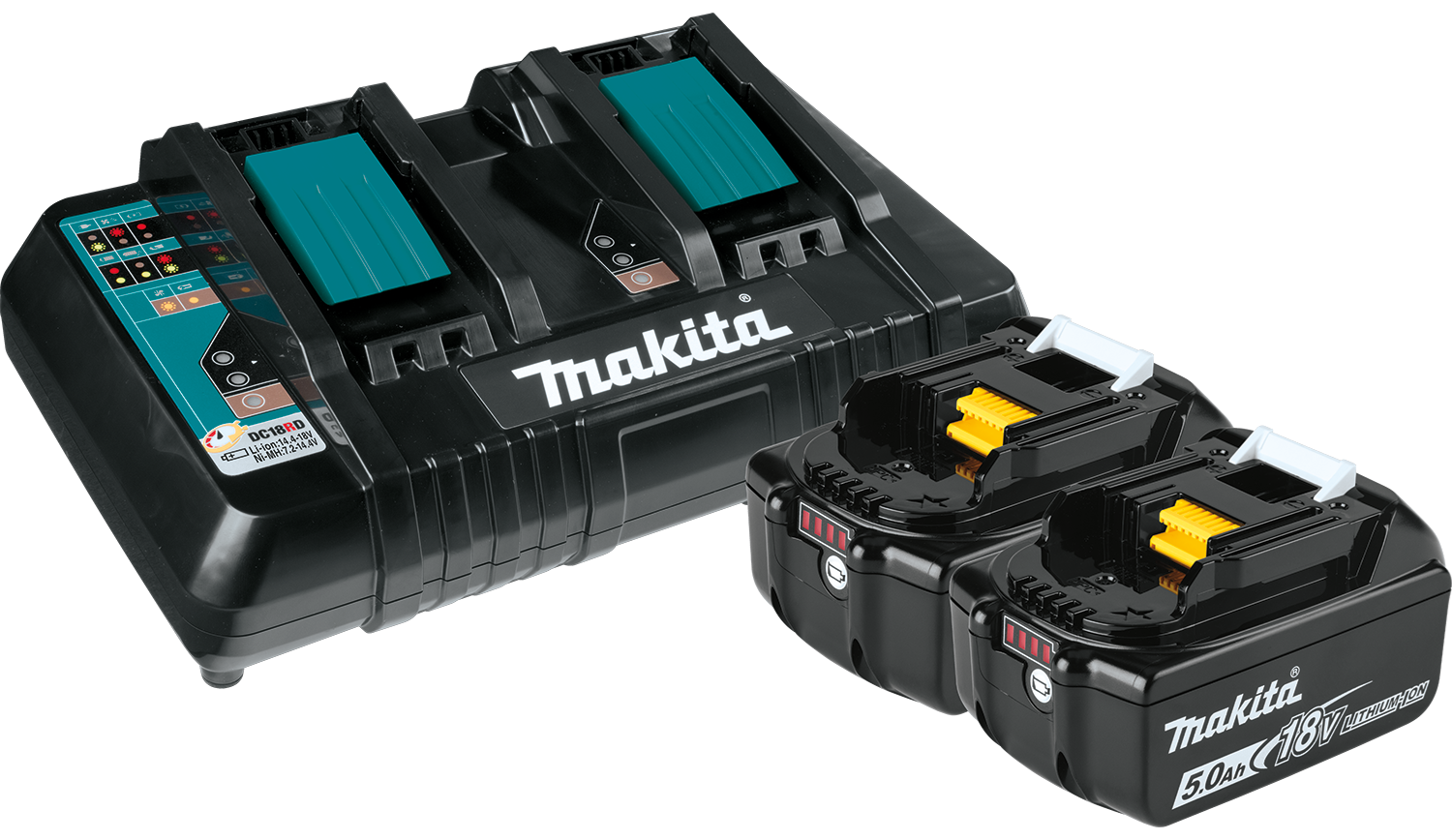 Makita 18V LXT Batterie Lithium-Ion 5Ah et Pack de Démarrage Chargeur Double Port
