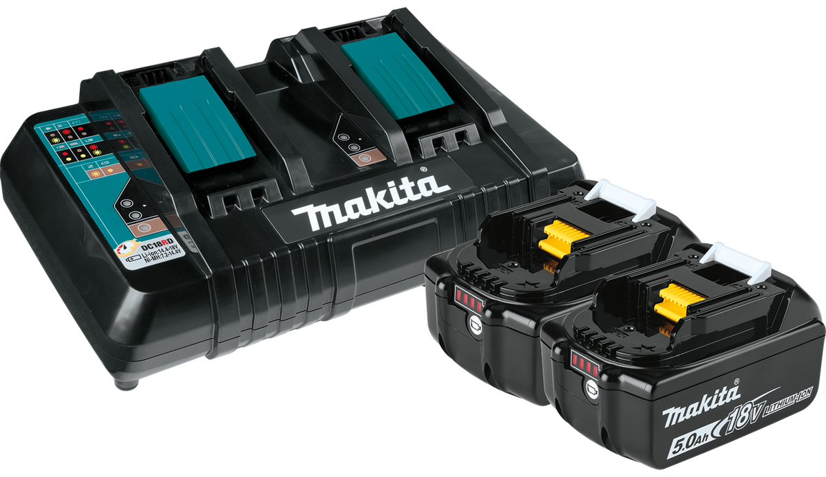 Makita 18V LXT Batterie Lithium-Ion 5Ah et Pack de Démarrage Chargeur Double Port