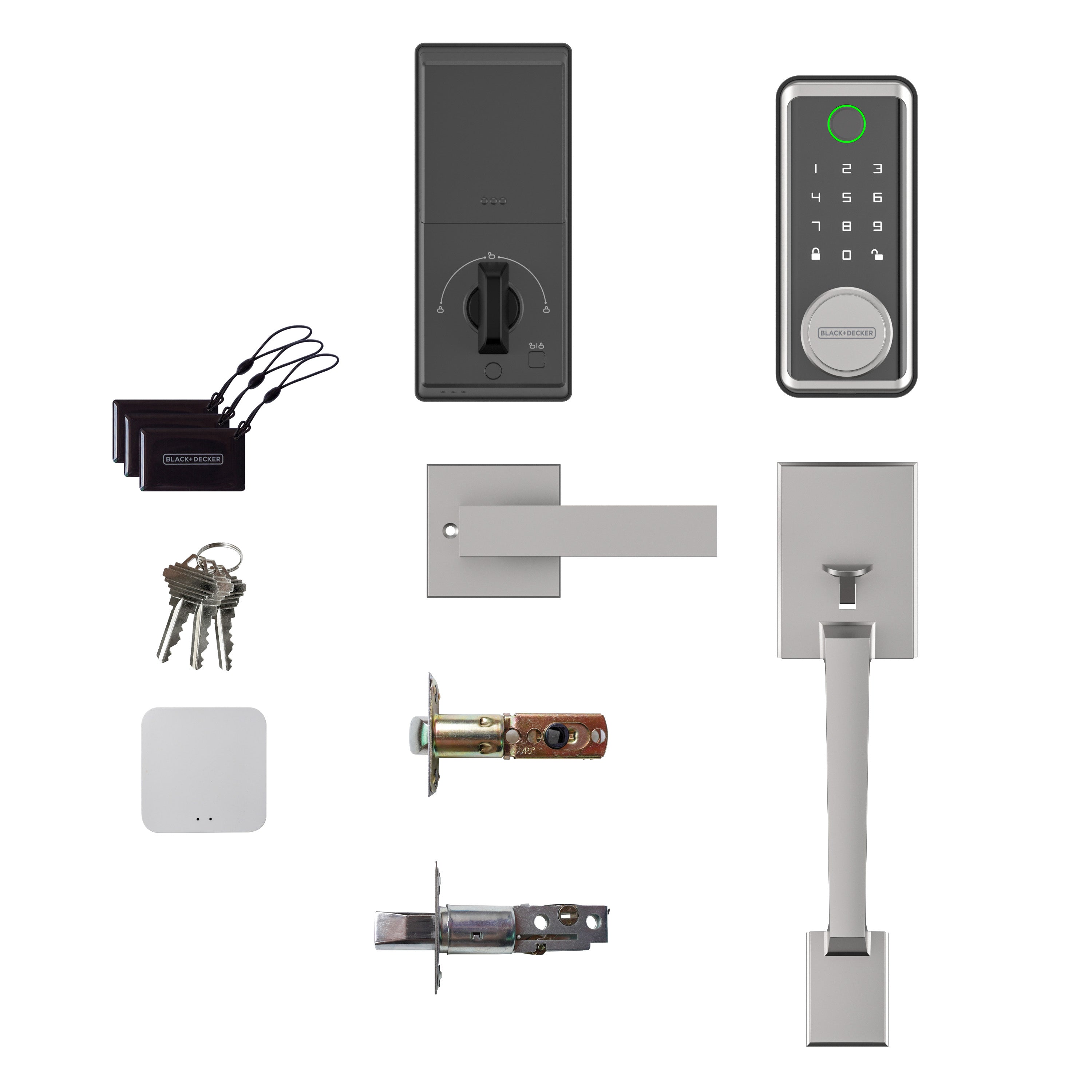 Black & Decker Smart Lock avec poignée d'entrée et passerelle - Argent