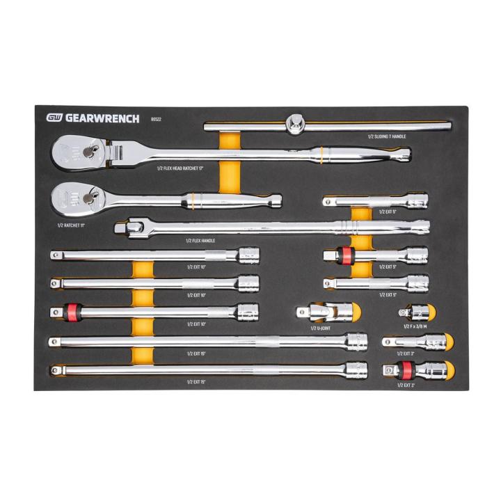 Gearwrench 1/2" 90T Ratchet & Drive Tool Set with Eva Foam Tray - 16 Piece