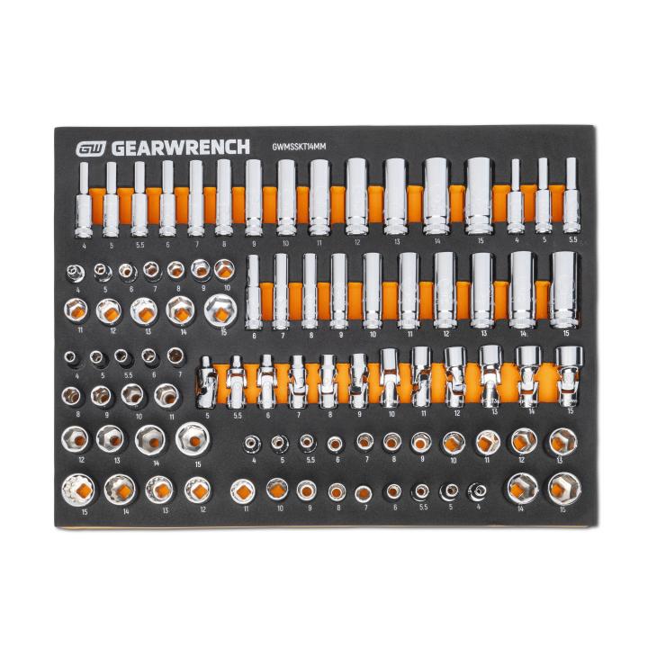 Gearwrench 1/4" Drive Master Metric Socket Set with Foam Storage Tray - 89 Piece