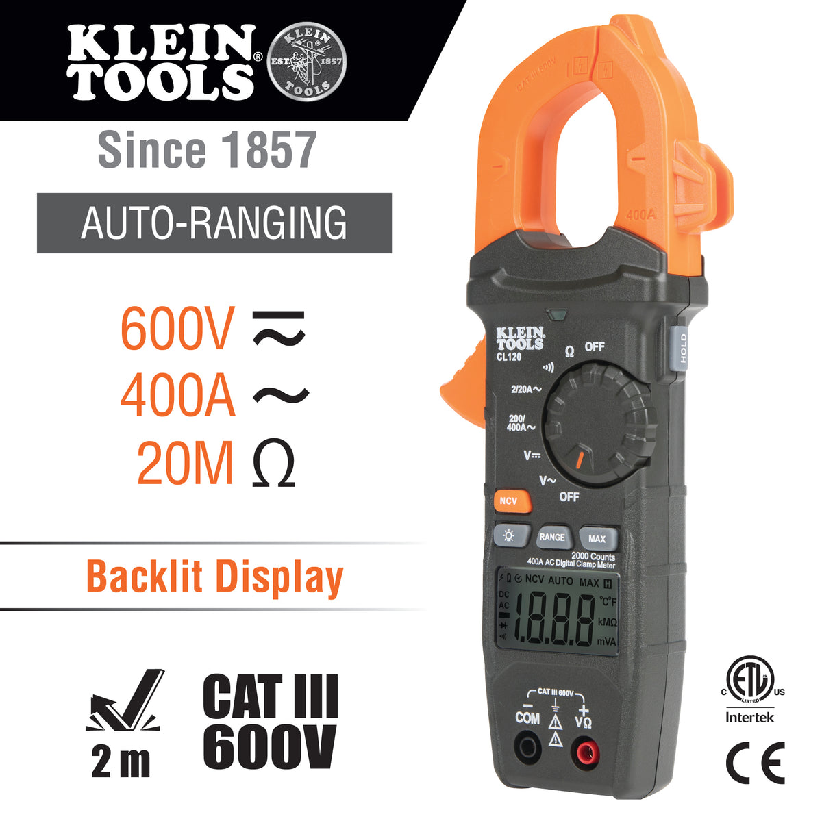 Klein Tools Electrical Voltage Test Kit with Clamp Meter Three Testers Test Leads Pouch and Batteries