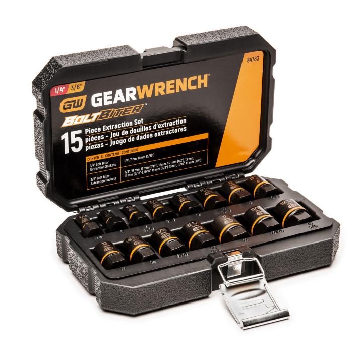 Gearwrench - Ensemble de douilles d'extraction à impact pour boulons 1/4" et 3/8" - 15 pièces