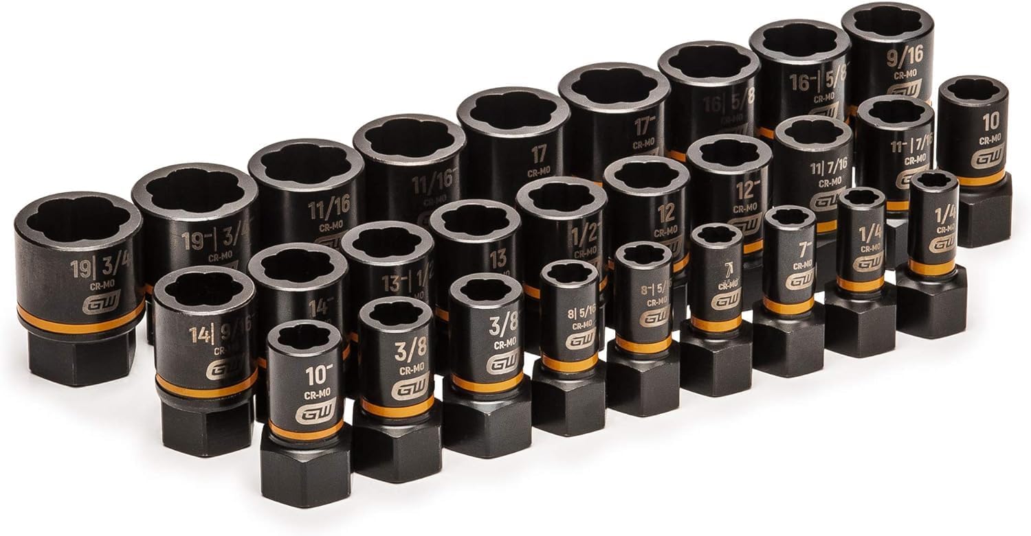 Gearwrench 1/4" & 3/8" Drive Bolt Biter Impact Extraction Socket Set - 28 Piece