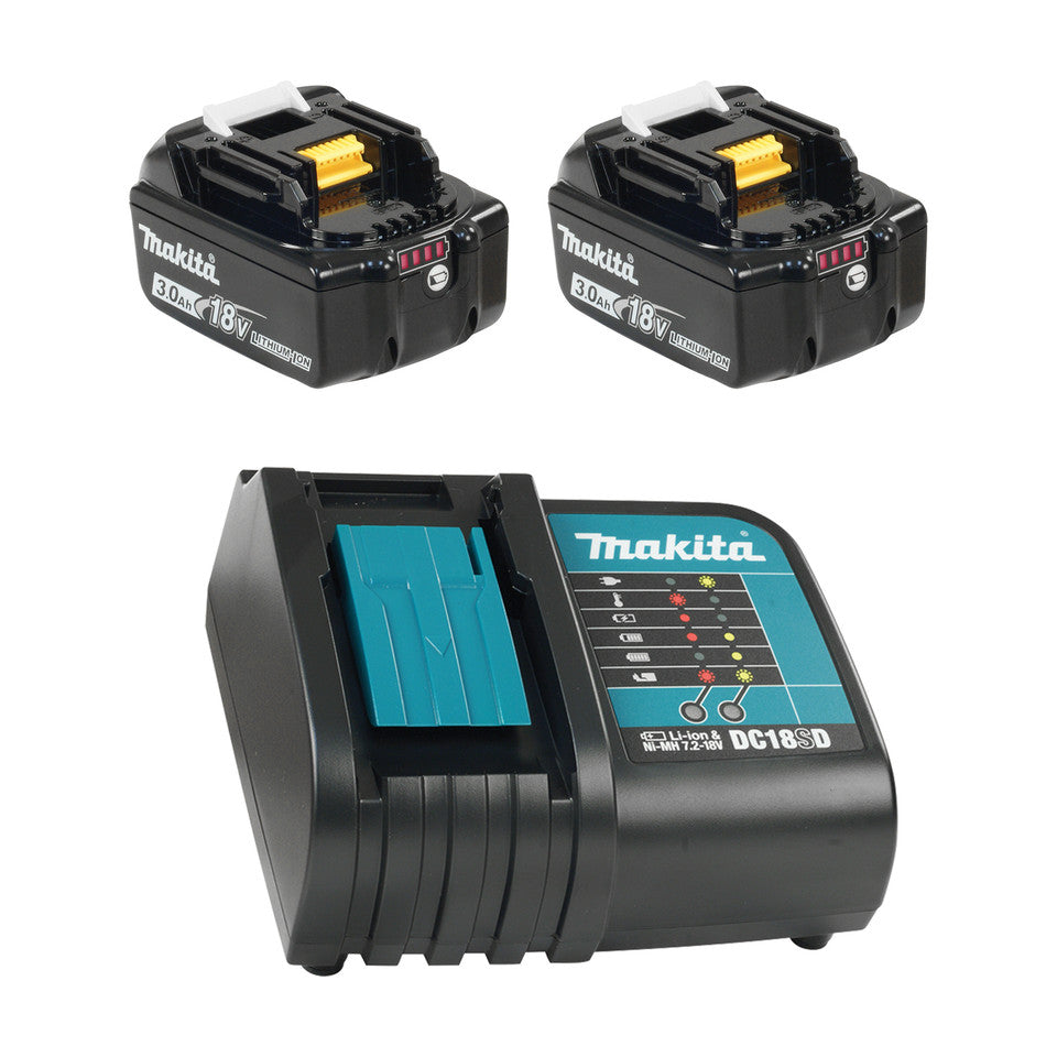 Makita 18V 3.0 Ah 2 BL1830B Batteries & 1 DC18SD Charger Starter Kit