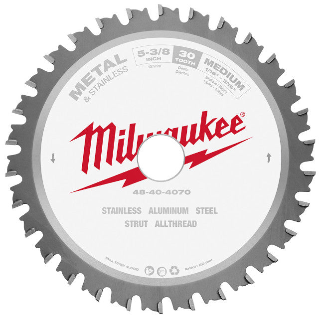 Milwaukee 5 3/8" x 30 dents au carbure lame de scie circulaire pour métal et acier inoxydable