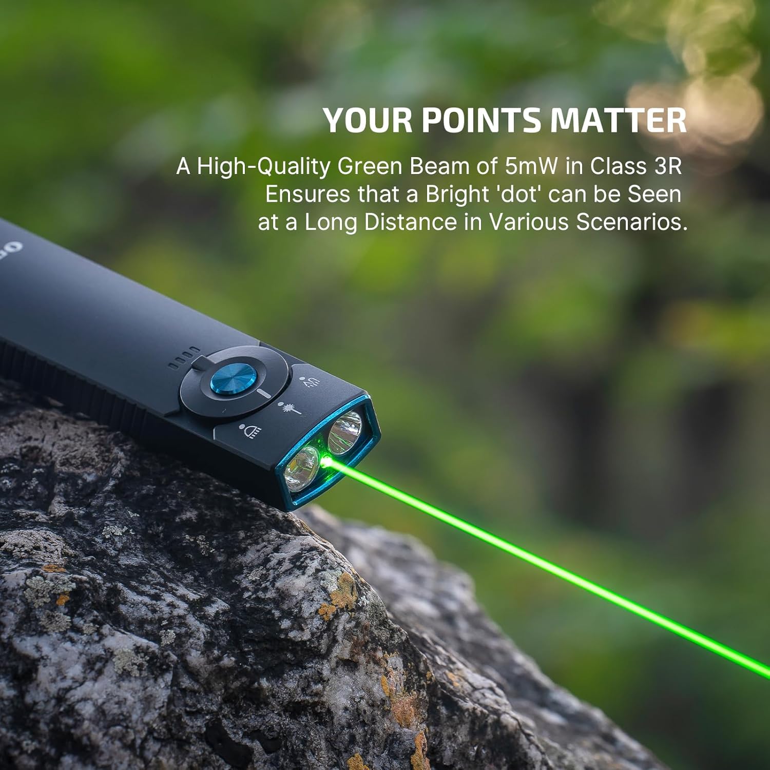 Olight Arkfeld Pro EDC Lampe de poche rechargeable 1300 Lumens avec faisceau vert - Noir Cool White