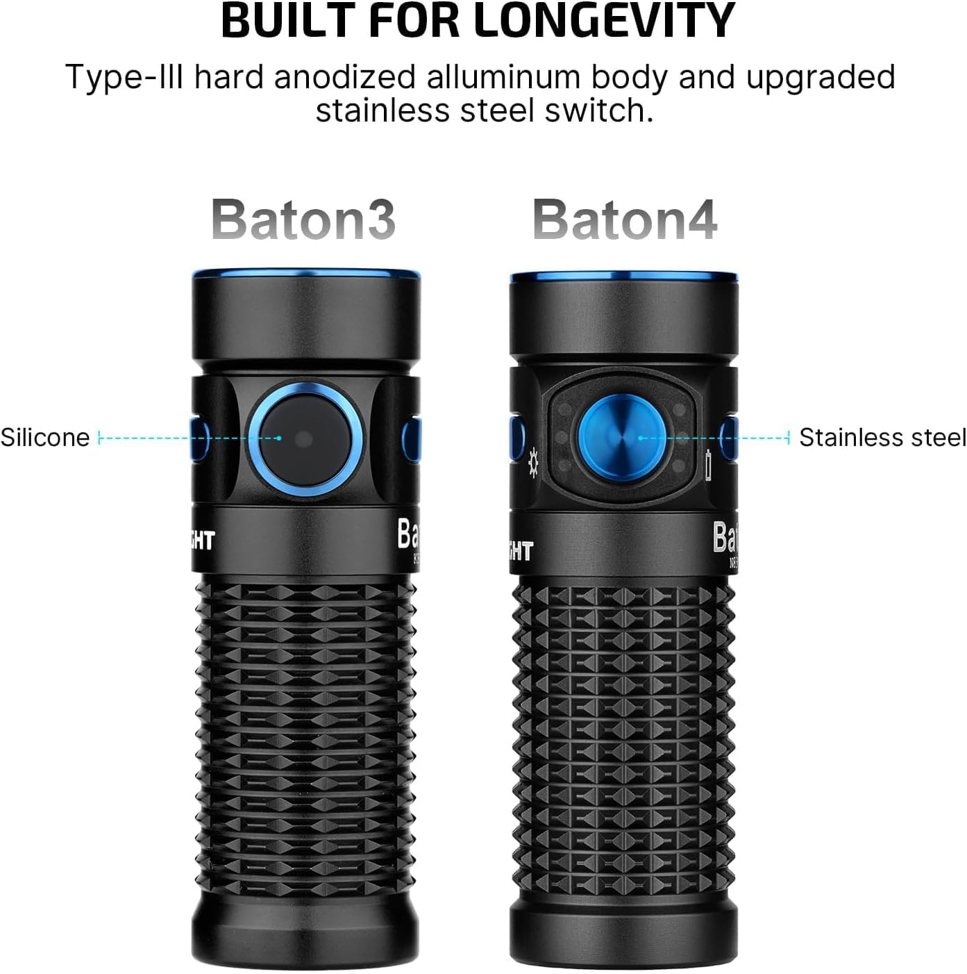Olight Baton 4 Led Lampe de poche rechargeable 1300 Lumens avec batterie - Noir