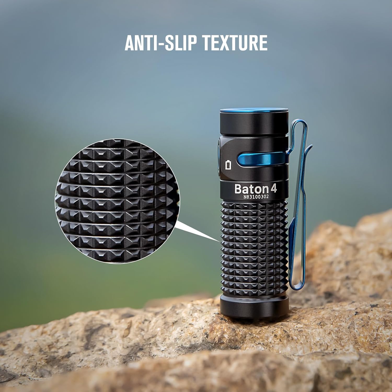 Olight Baton 4 Led Lampe de poche rechargeable 1300 Lumens avec batterie - Noir