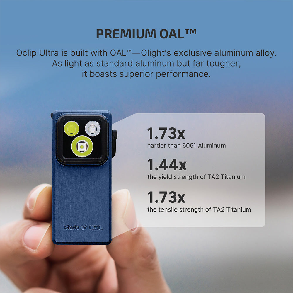 Olight Oclip Ultra EDC Rechargeable Flashlight 530 Lumens - Carry Blue