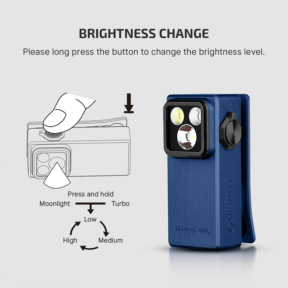 Olight Oclip Ultra EDC Rechargeable Flashlight 530 Lumens - Carry Blue