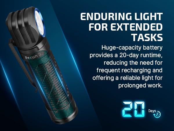 Olight Perun 3 Lampe frontale de camping LED rechargeable 3000 Lumens - Noir