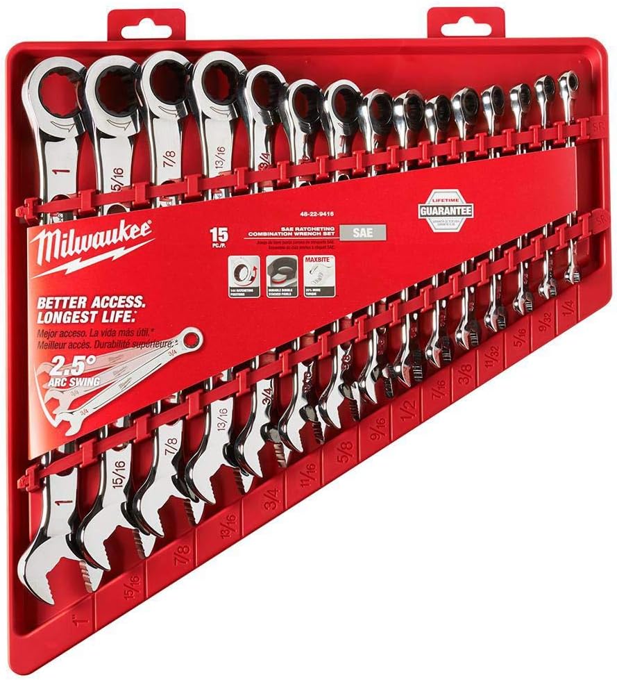 Milwaukee SAE Electric Tools Ratcheting Combination Wrench Set