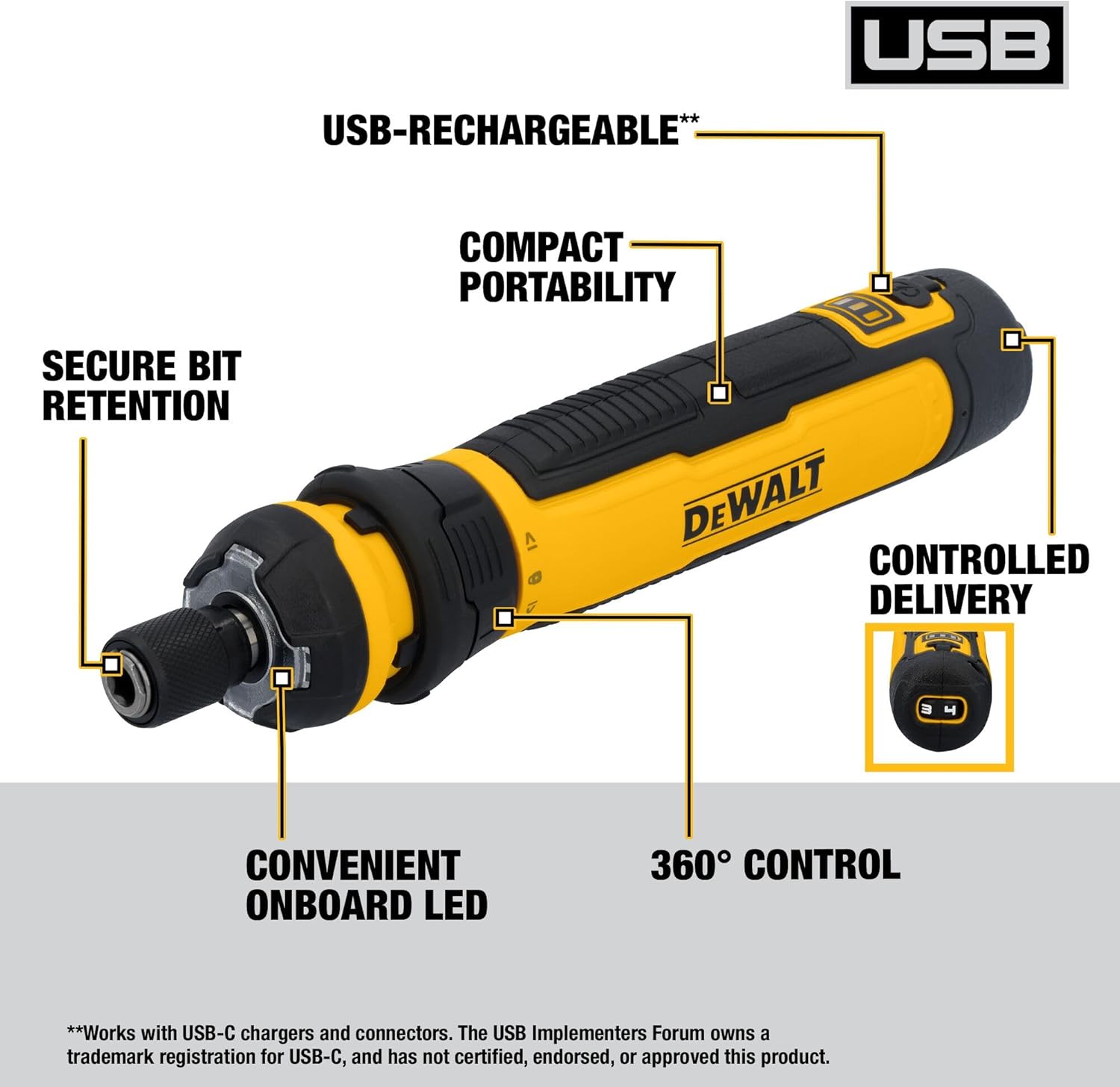Tournevis sans fil Dewalt avec commande Flex Drive et embouts de vissage