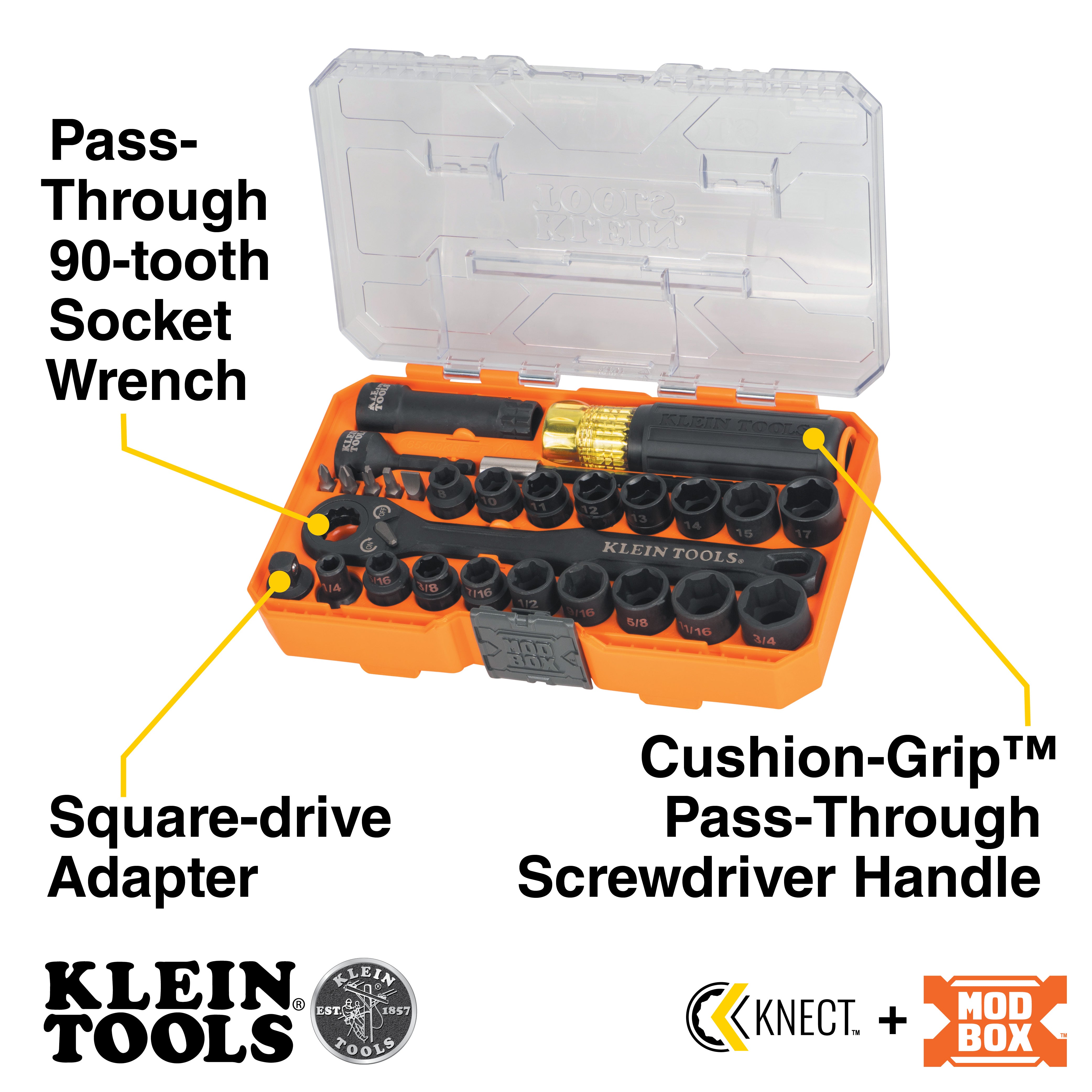 Klein Tools SAE Metric Essential Pass Through Impact Socket Set