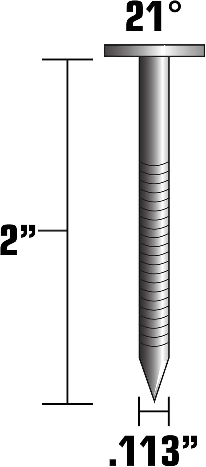 Metabo 20171SHPT HPT Framing Nails 2" by 0.113 - 21 Degree - Full Round Head - Hot Dipped Galvanized - Ring Shank - 1,000 Count