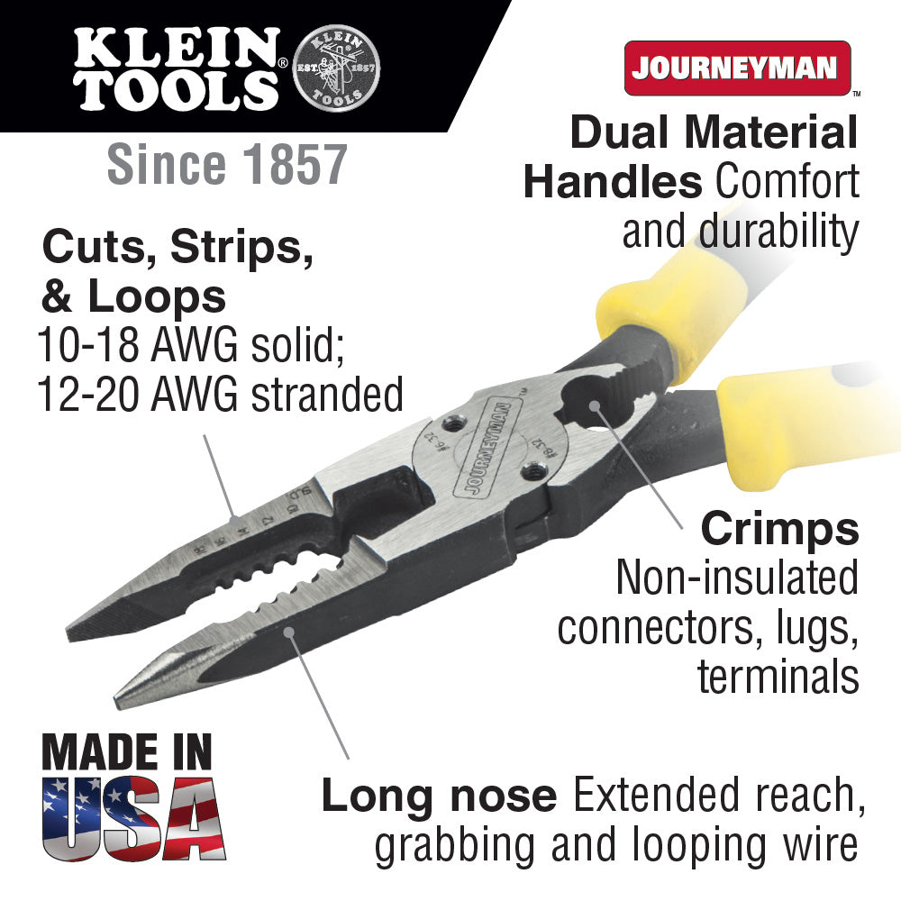 Pince tout usage avec pince à sertir Klein Tools - Jaune et noir