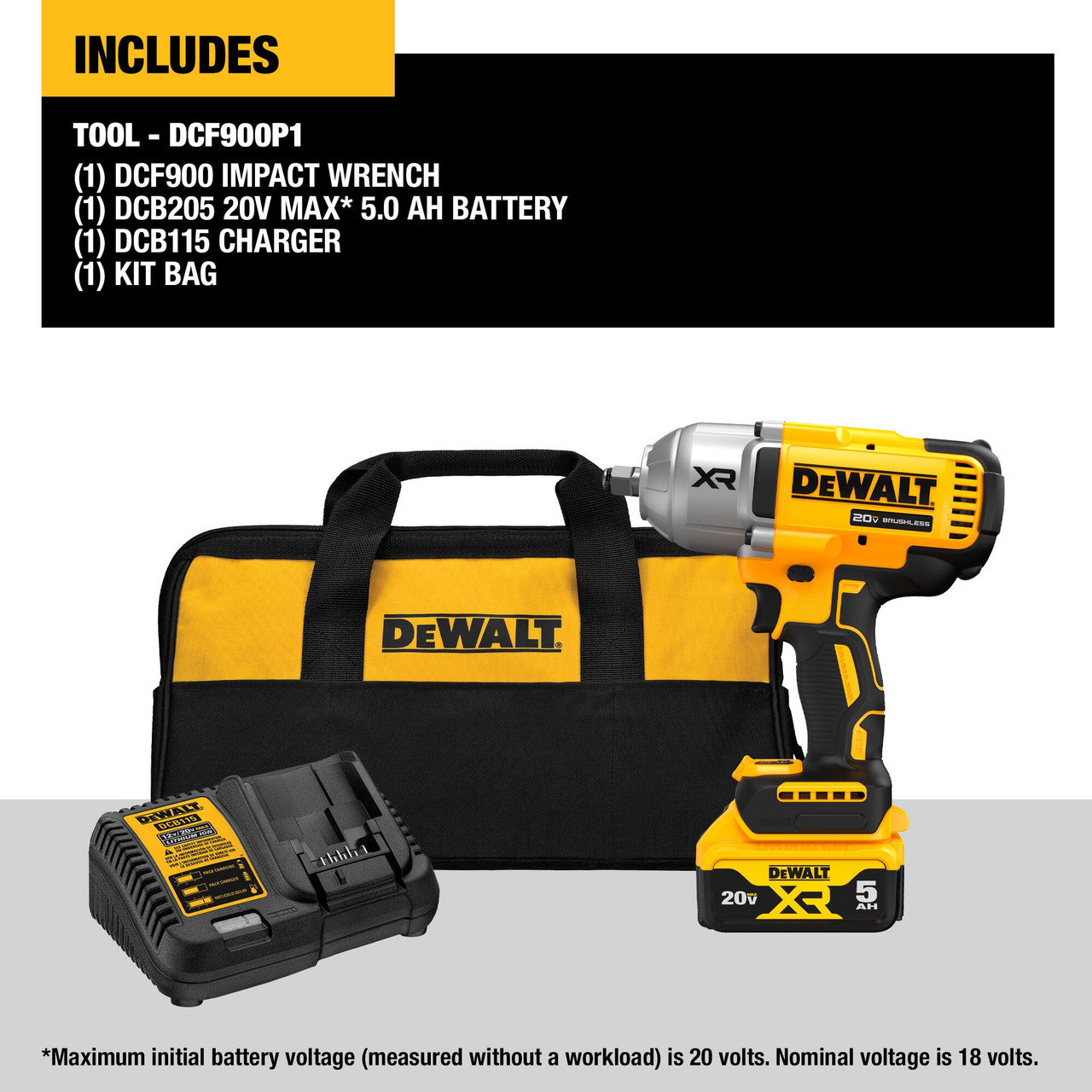 Kit de clé à chocs sans fil Dewalt 20 V Max
