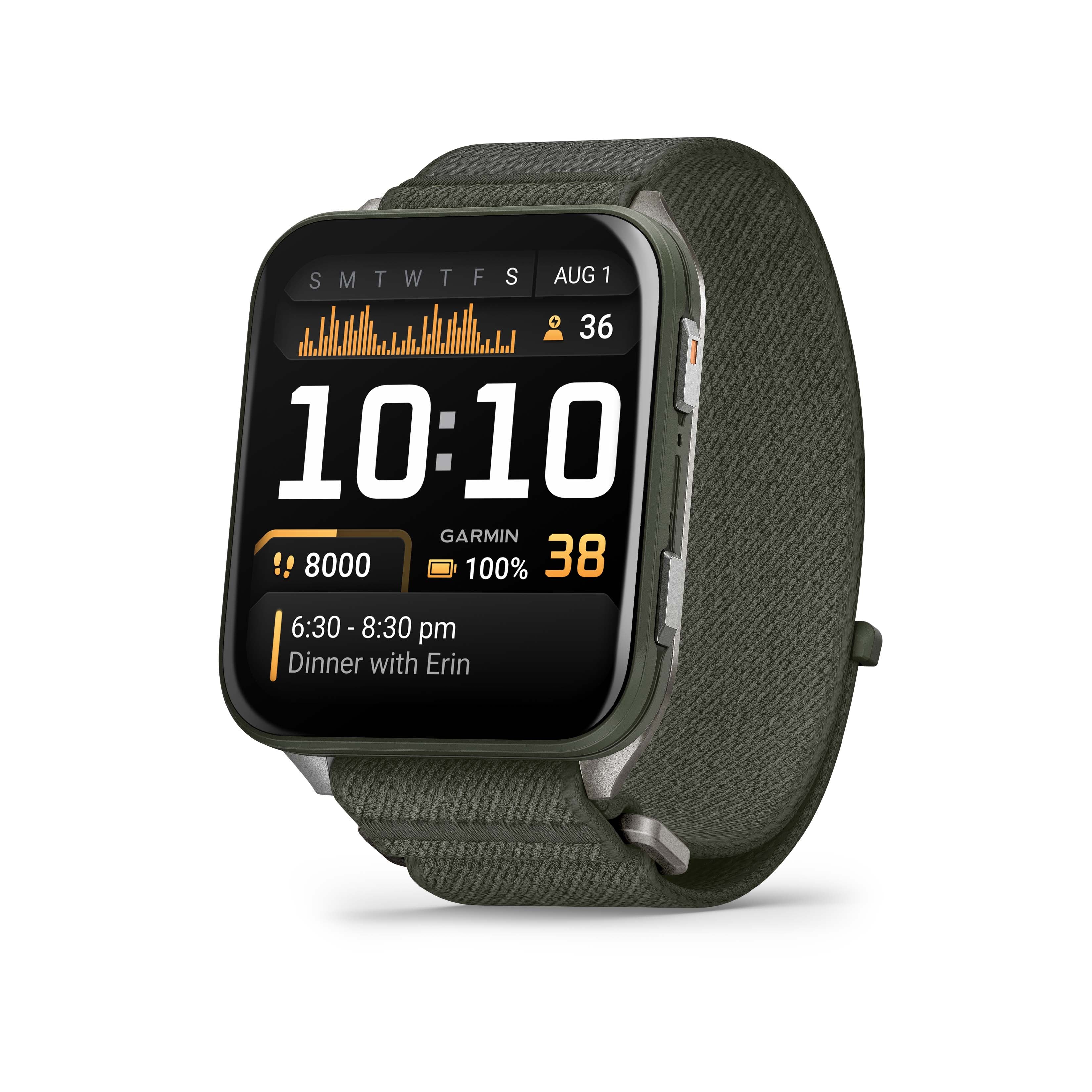 Garmin Venu X1 Moss avec fond en titane et bracelet en nylon ComfortFit Moss