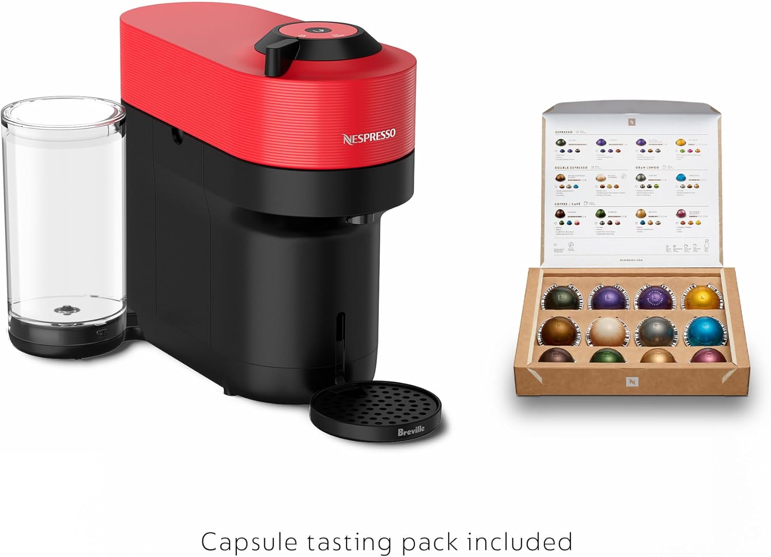 Machine à café et à espresso Nespresso Vertuo Pop+ de Breville - Rouge épicé
