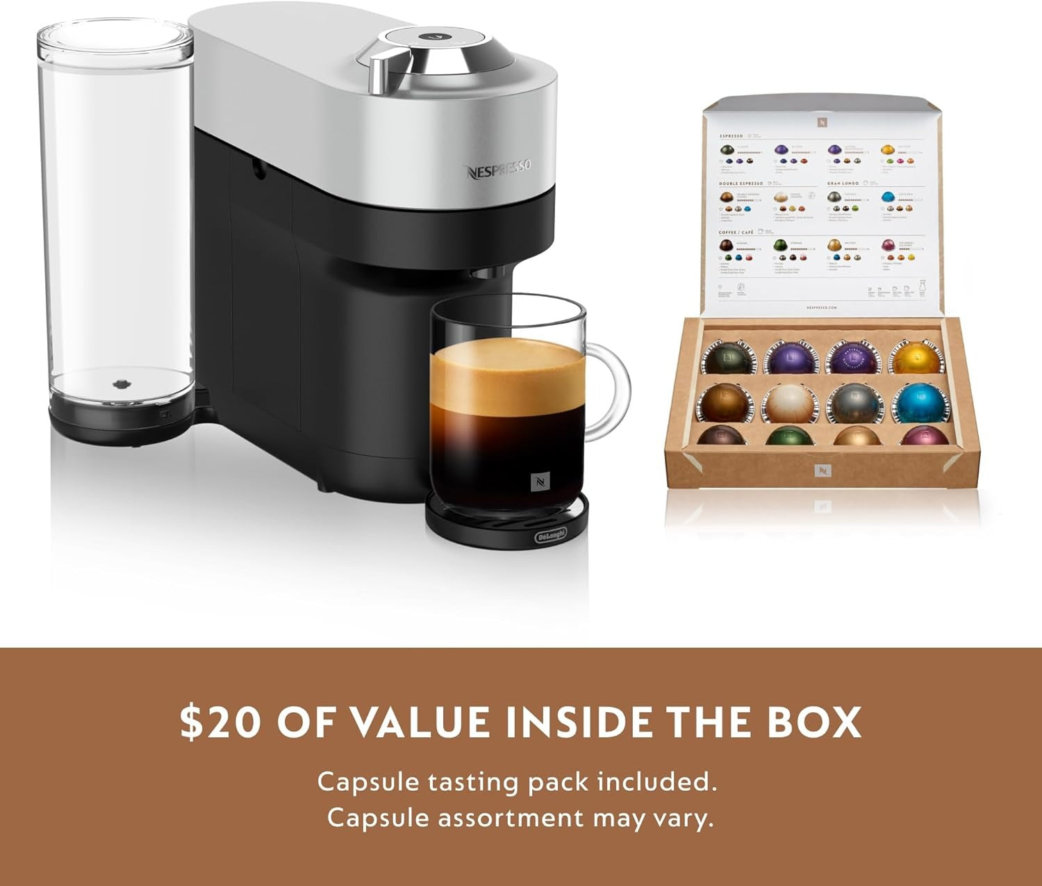 Nespresso Vertuo Pop Deluxe Coffee and Espresso Machine by Breville - Silver