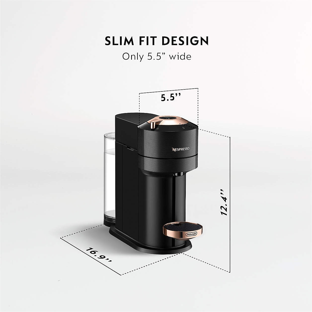 Nespresso Vertuo Next Coffee and Espresso Machine by De'Longhi - Matte Black & Rose Gold