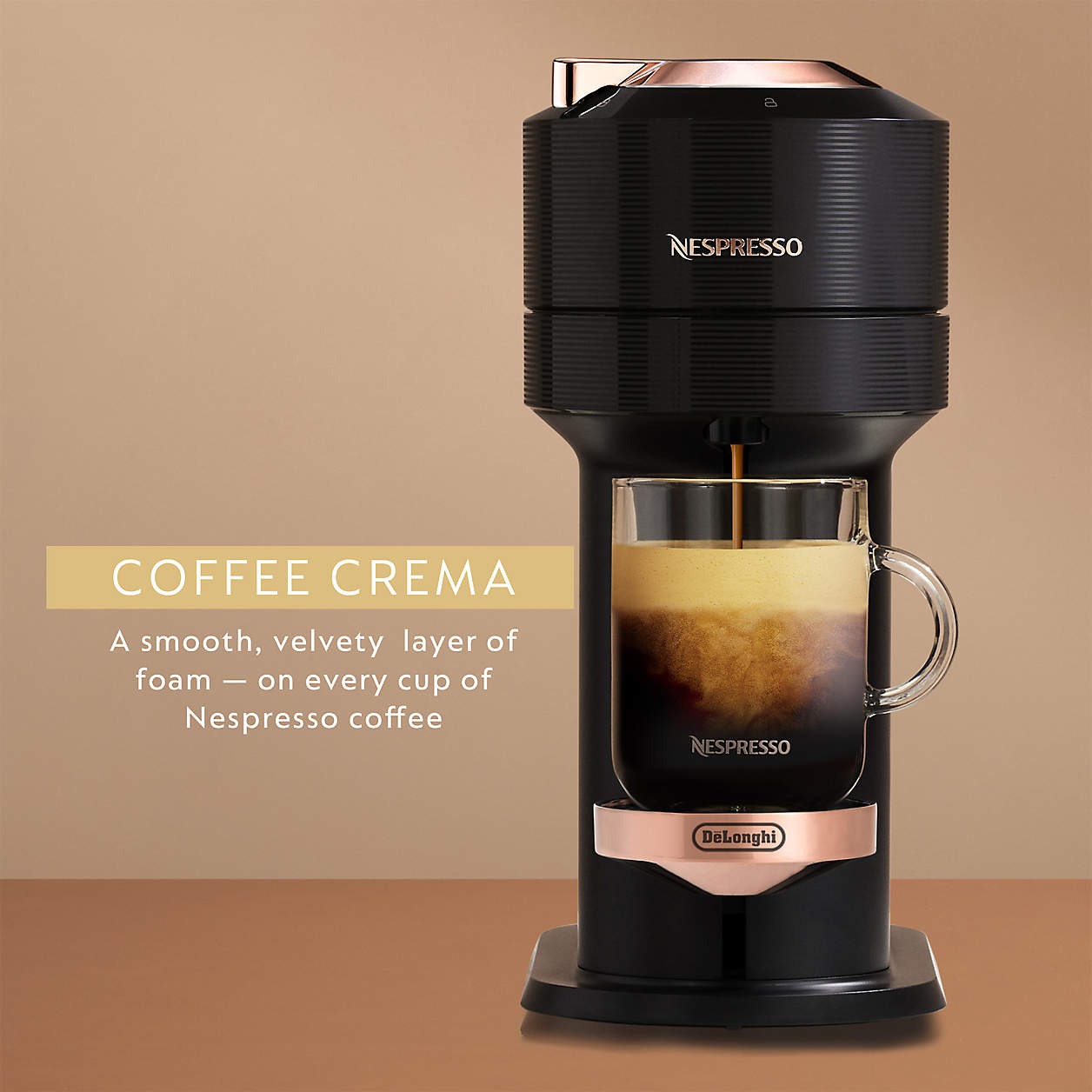 Nespresso Vertuo Next Coffee and Espresso Machine by De'Longhi - Matte Black & Rose Gold