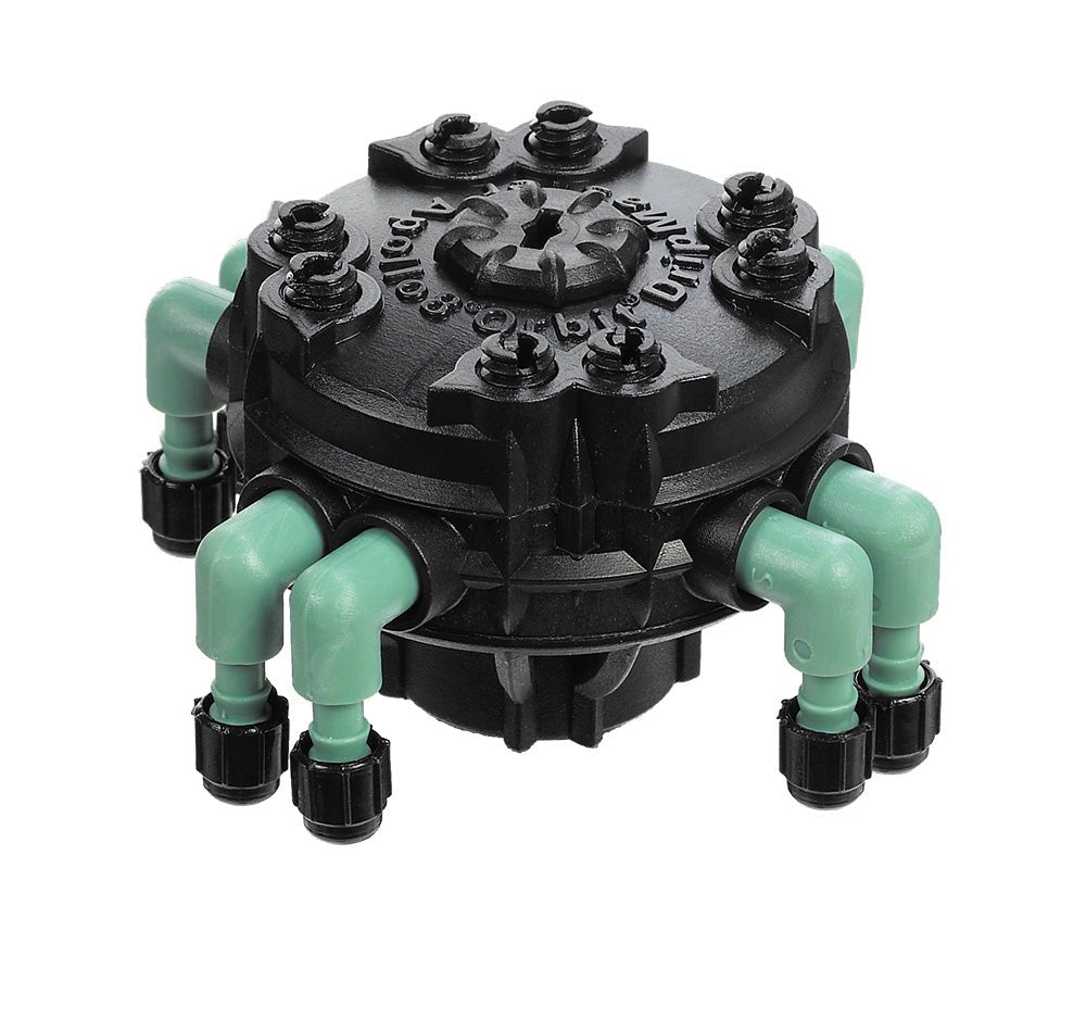 Collecteur d'irrigation goutte à goutte Orbit 1/4" Tube à débit ajustable 8 ports