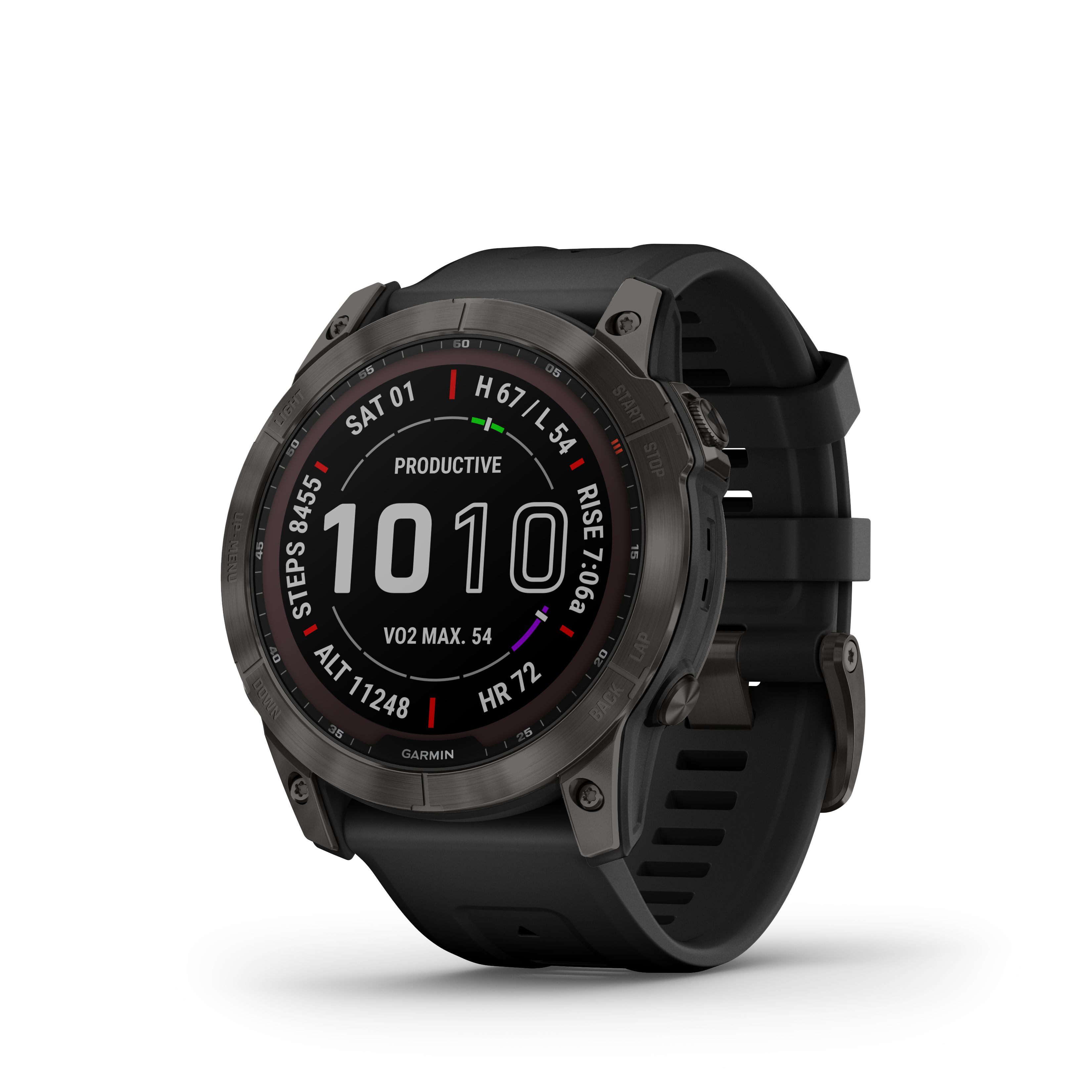 Garmin Fenix 7X Sapphire Solar Larger Adventure Smart Watch - Carbon Grey DLC Titanium with Black Band