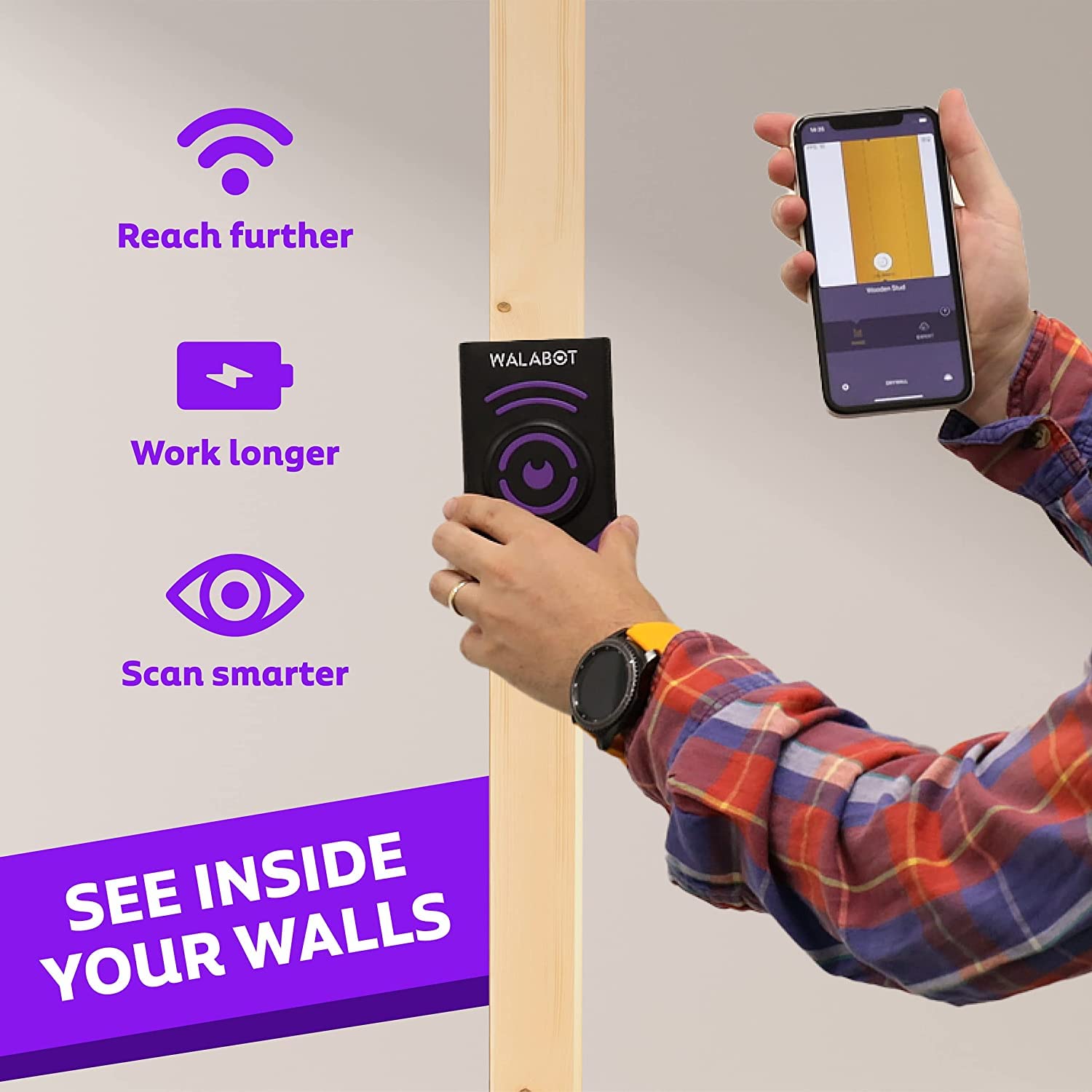 Walabot Diy 2 Advanced Stud Finder & Wall Scanner for Android & iOS Smartphones