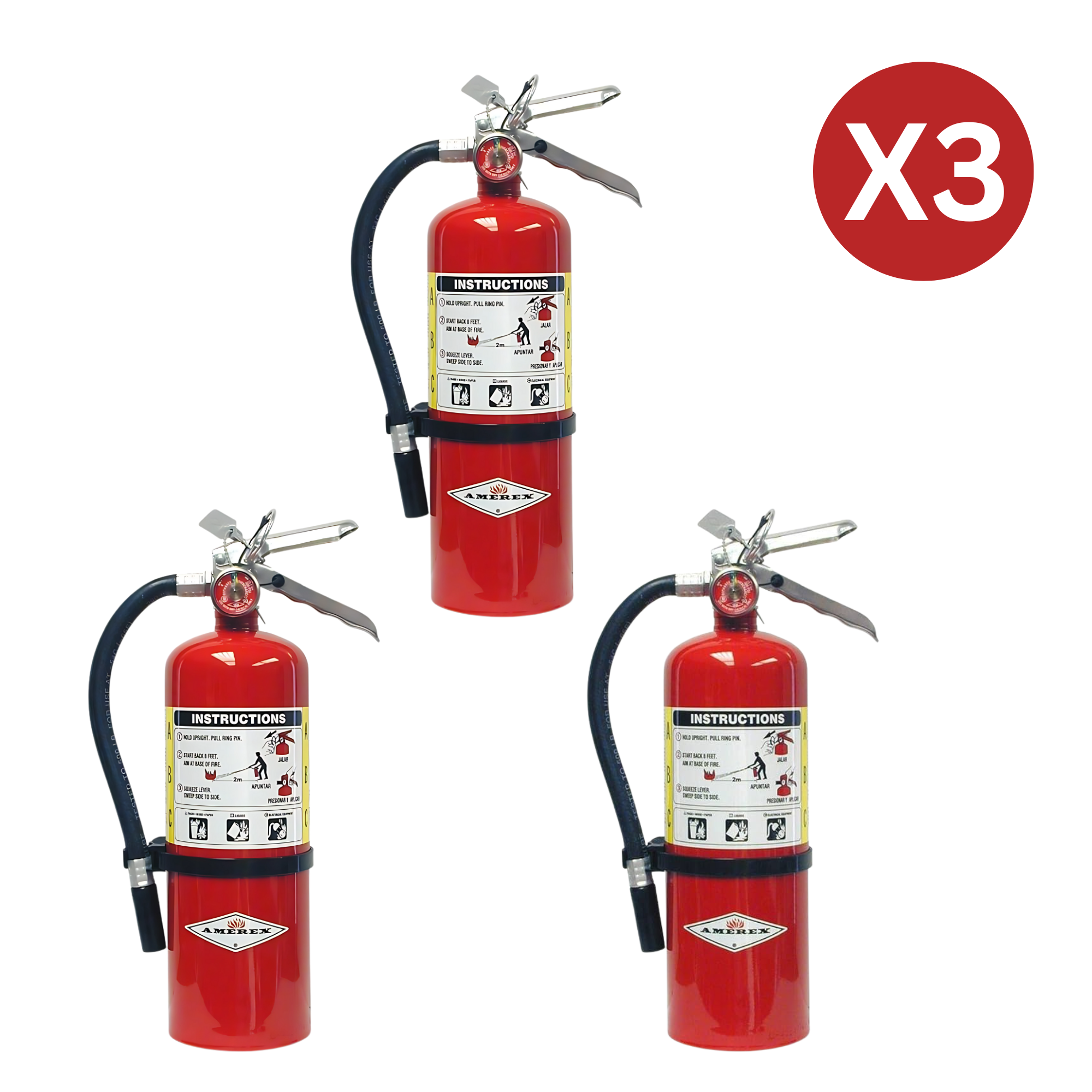 Amerex B402 ABC Multi-Purpose Fire Extinguisher, 5 lb - 3 Pack