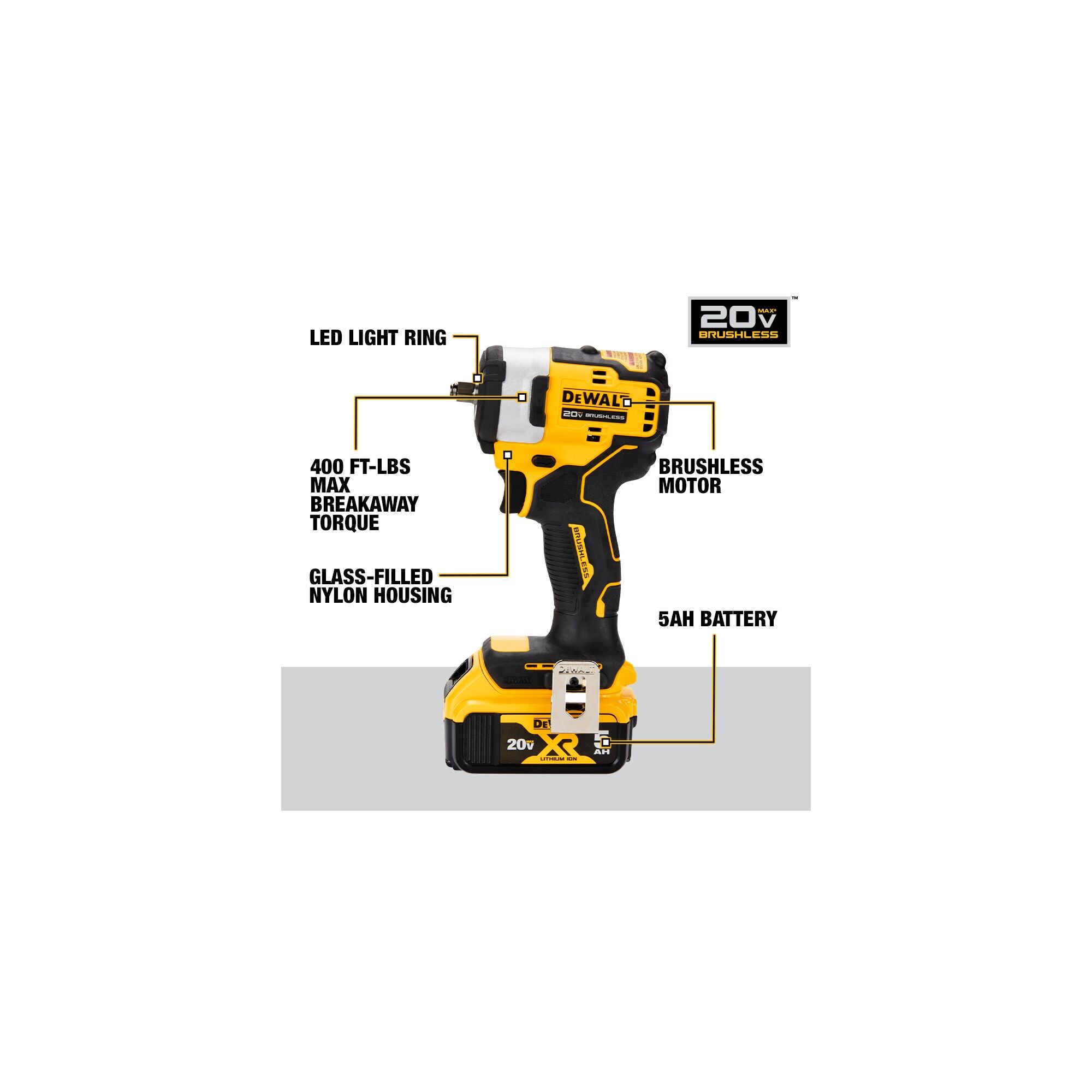 Dewalt 20V Max 3/8" Cordless Impact Wrench Kit