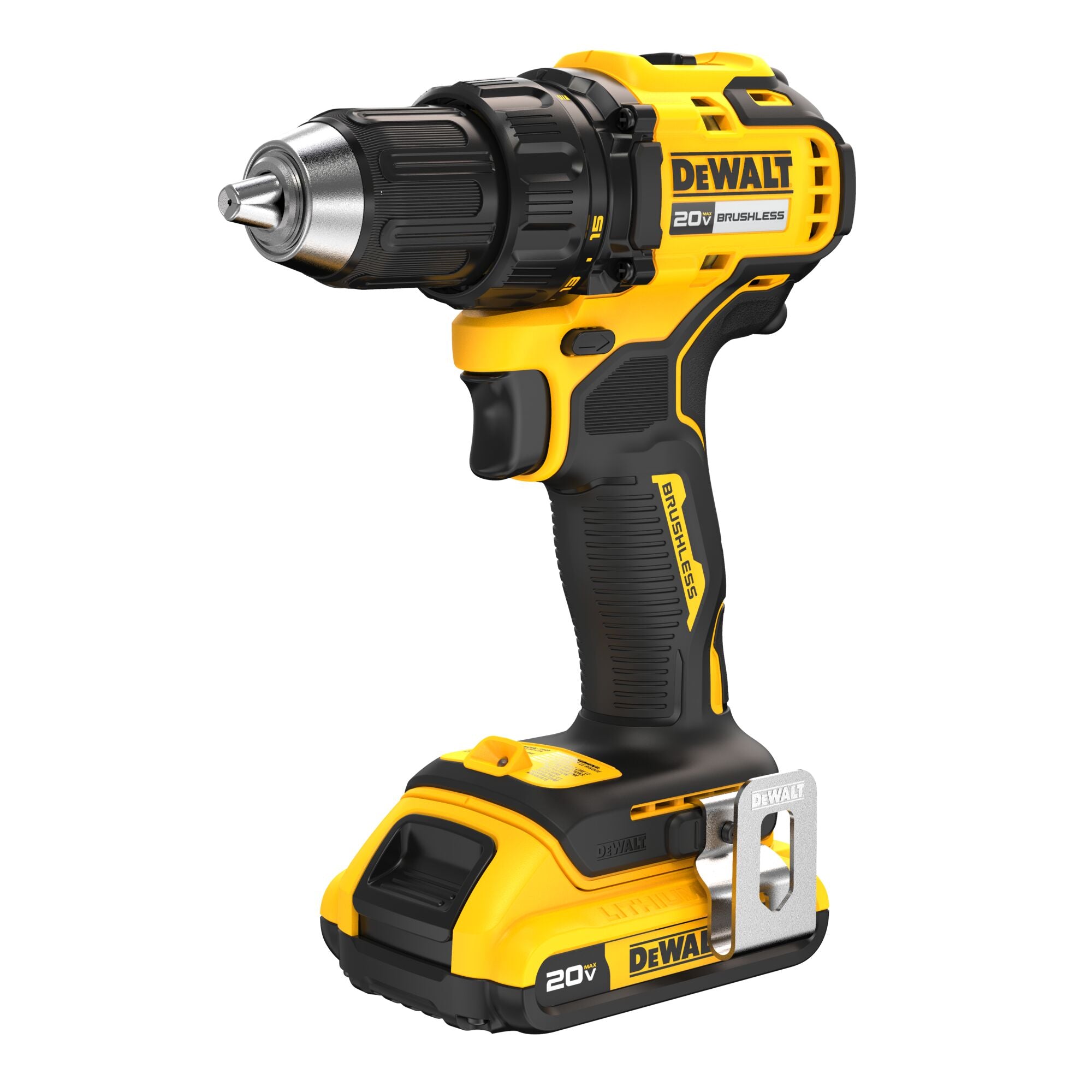 Kit de perceuse-visseuse compacte sans fil et sans balais Dewalt 20V Max avec mandrin à cliquet