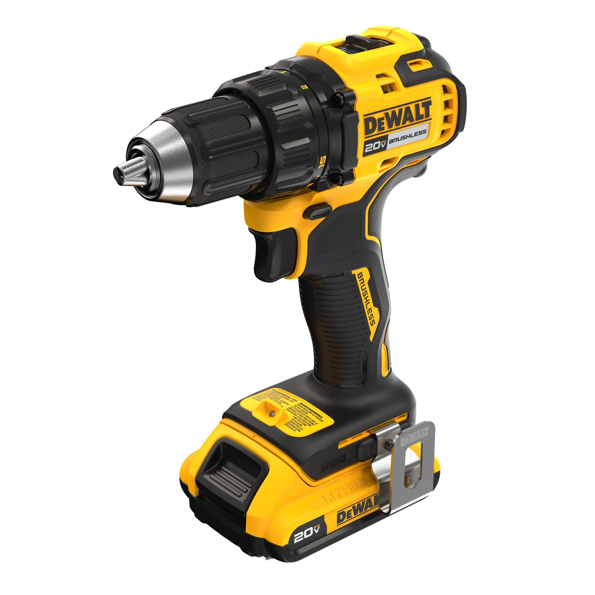 Kit de perceuse-visseuse compacte sans fil et sans balais Dewalt 20V Max avec mandrin à cliquet