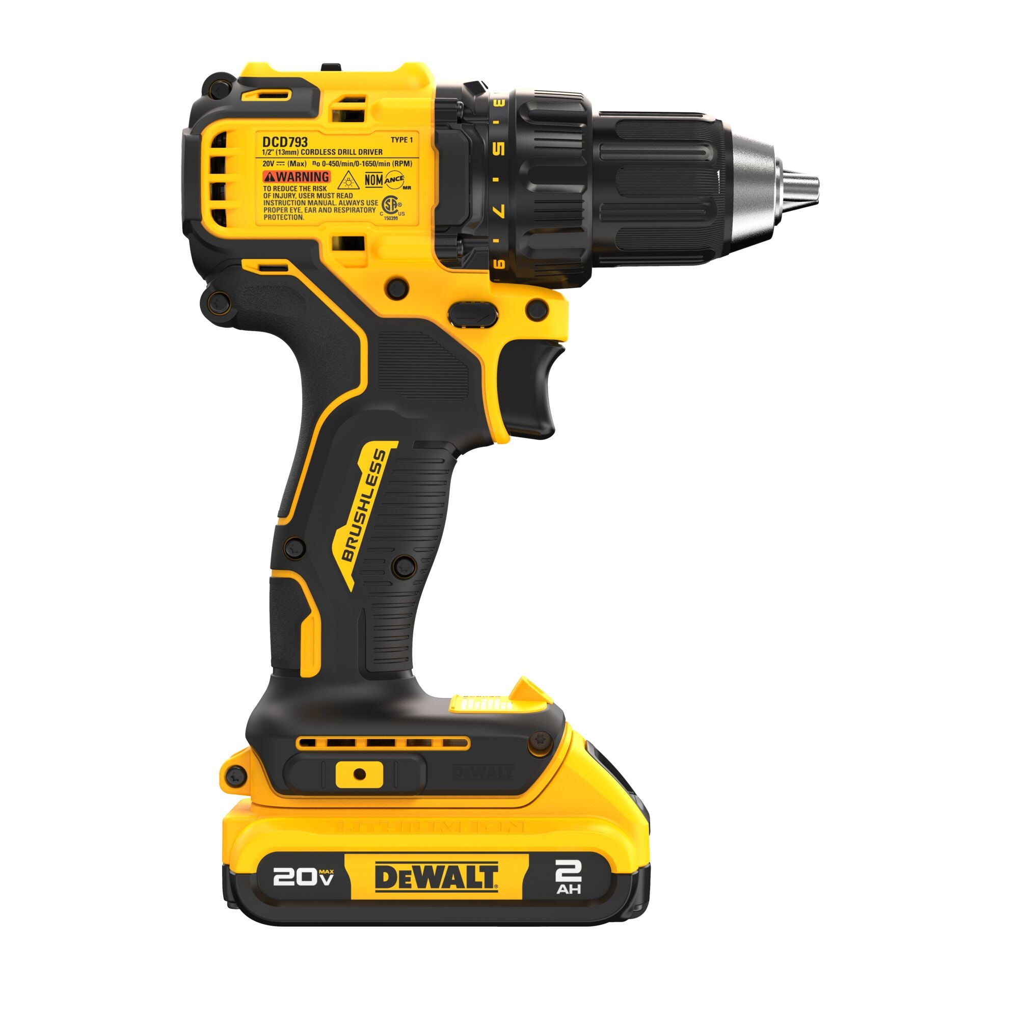 Dewalt 20V Max 1/2" Led Brushless Cordless Compact Drill Driver Kit with Ratcheting Chuck