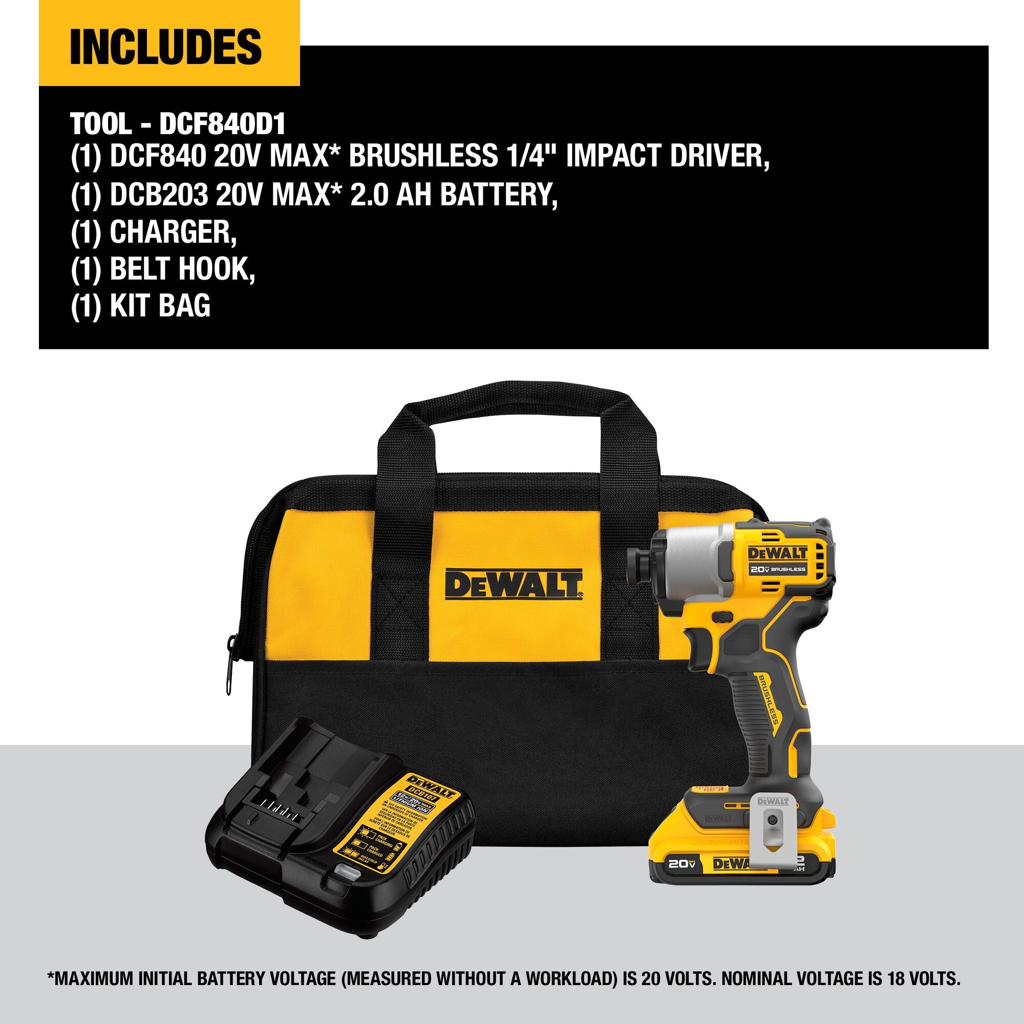 Dewalt 20V Max 1/4" Led Brushless Cordless Impact Driver