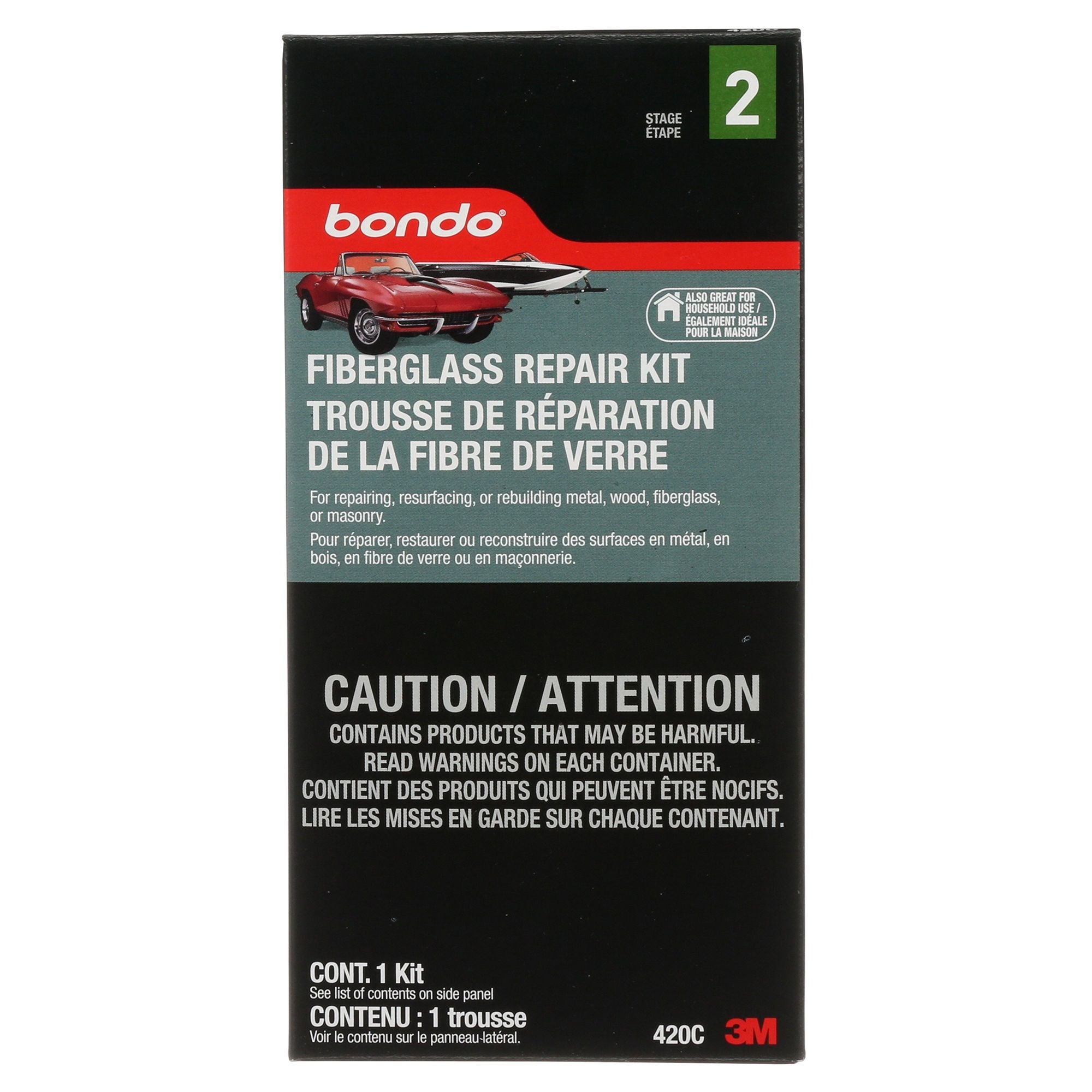Kit de réparation Bondo en résine de fibre de verre - 420C