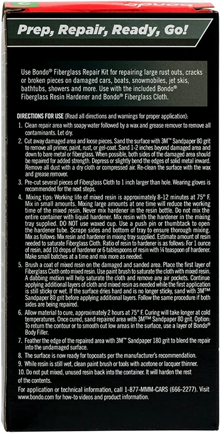 Kit de réparation Bondo en résine de fibre de verre - 420C