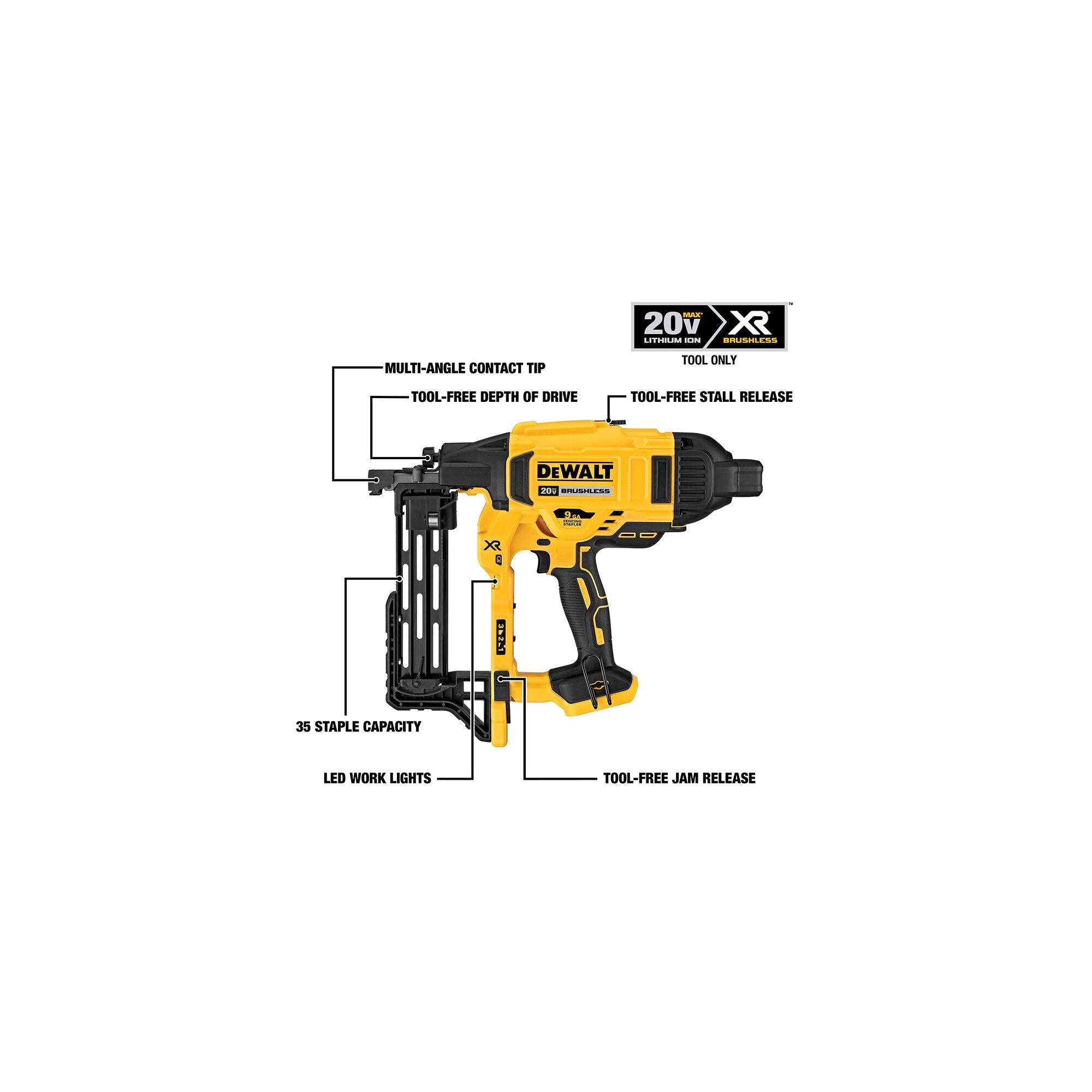 Dewalt 20V 9GA Fencing Stapler Bare