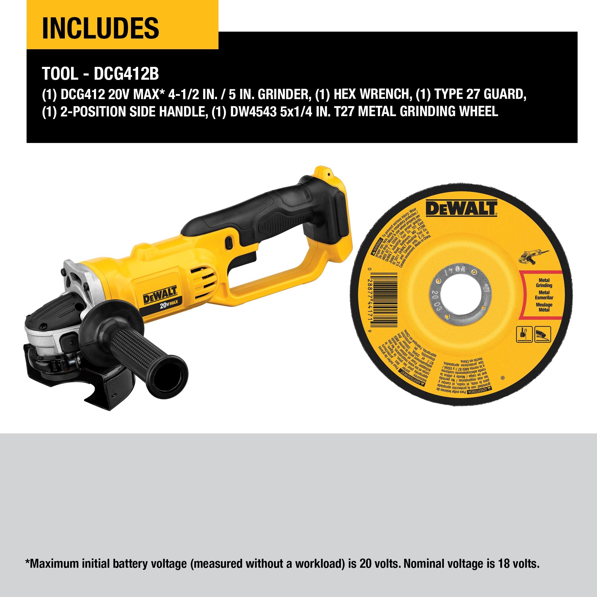 Dewalt 20V MAX Angle Grinder Tool 4-1/2 Inch - Tool Only