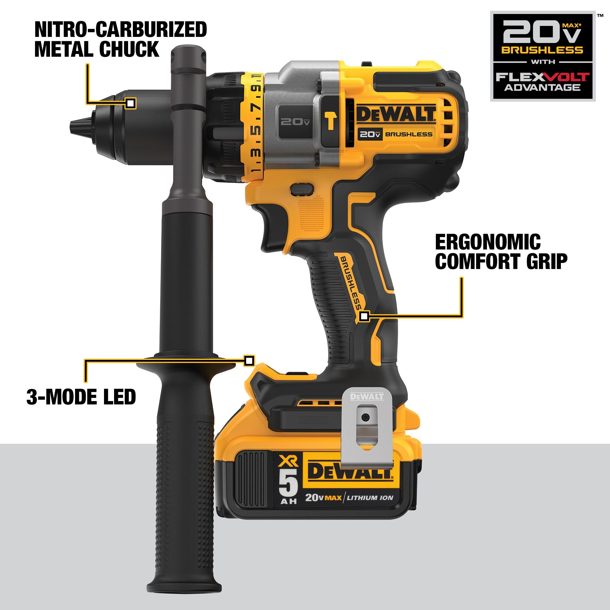 Dewalt 20V MAX Flexvolt Advantage 2 outils perceuse à percussion/impact avec 2 batteries (5.0AH)